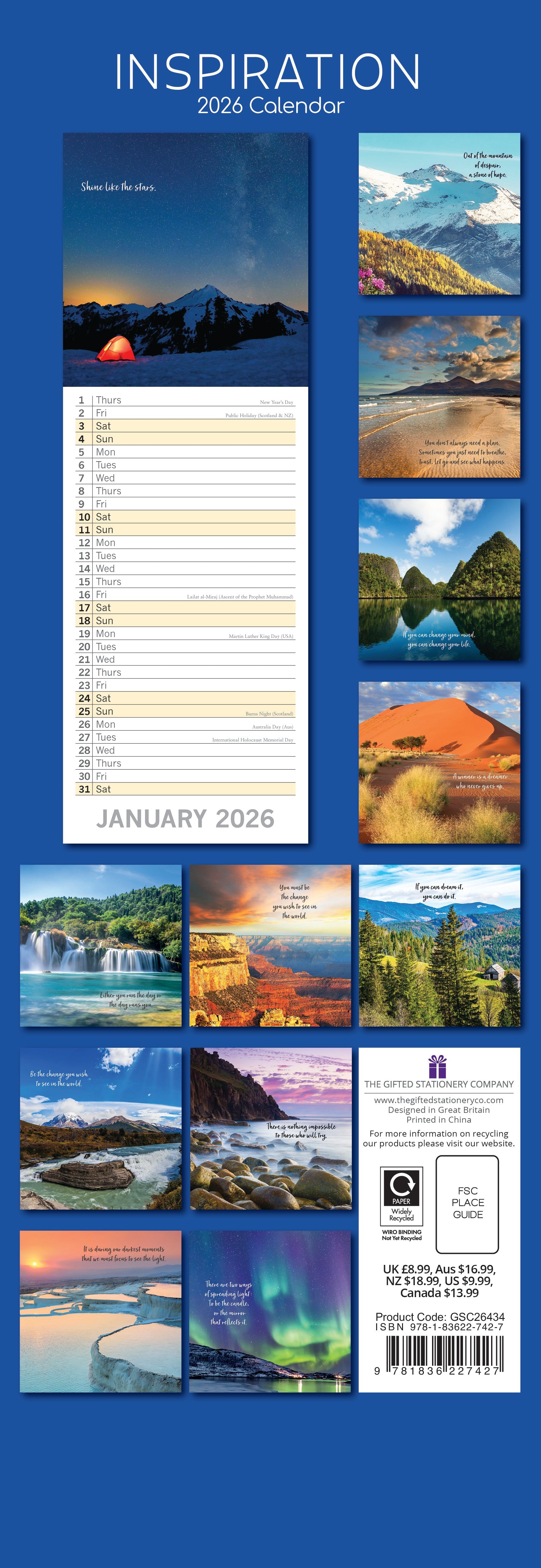 2026 Inspiration - Slim Wall Calendar