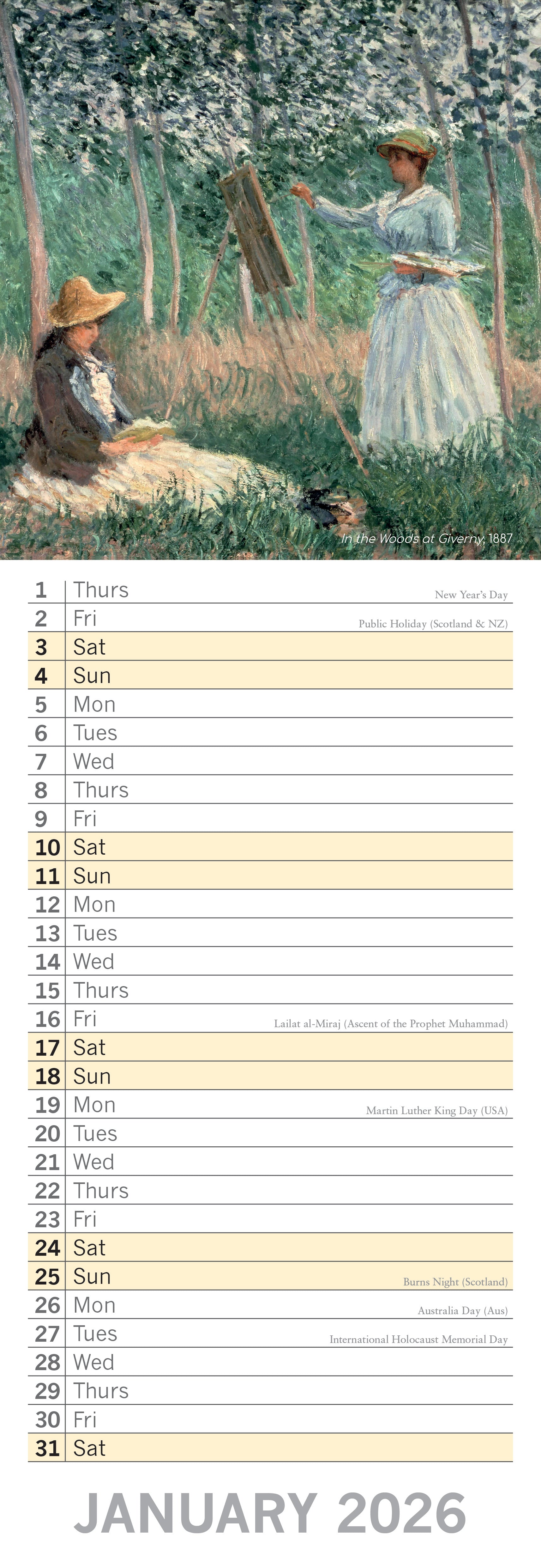 2026 Monet - Slim Wall Calendar