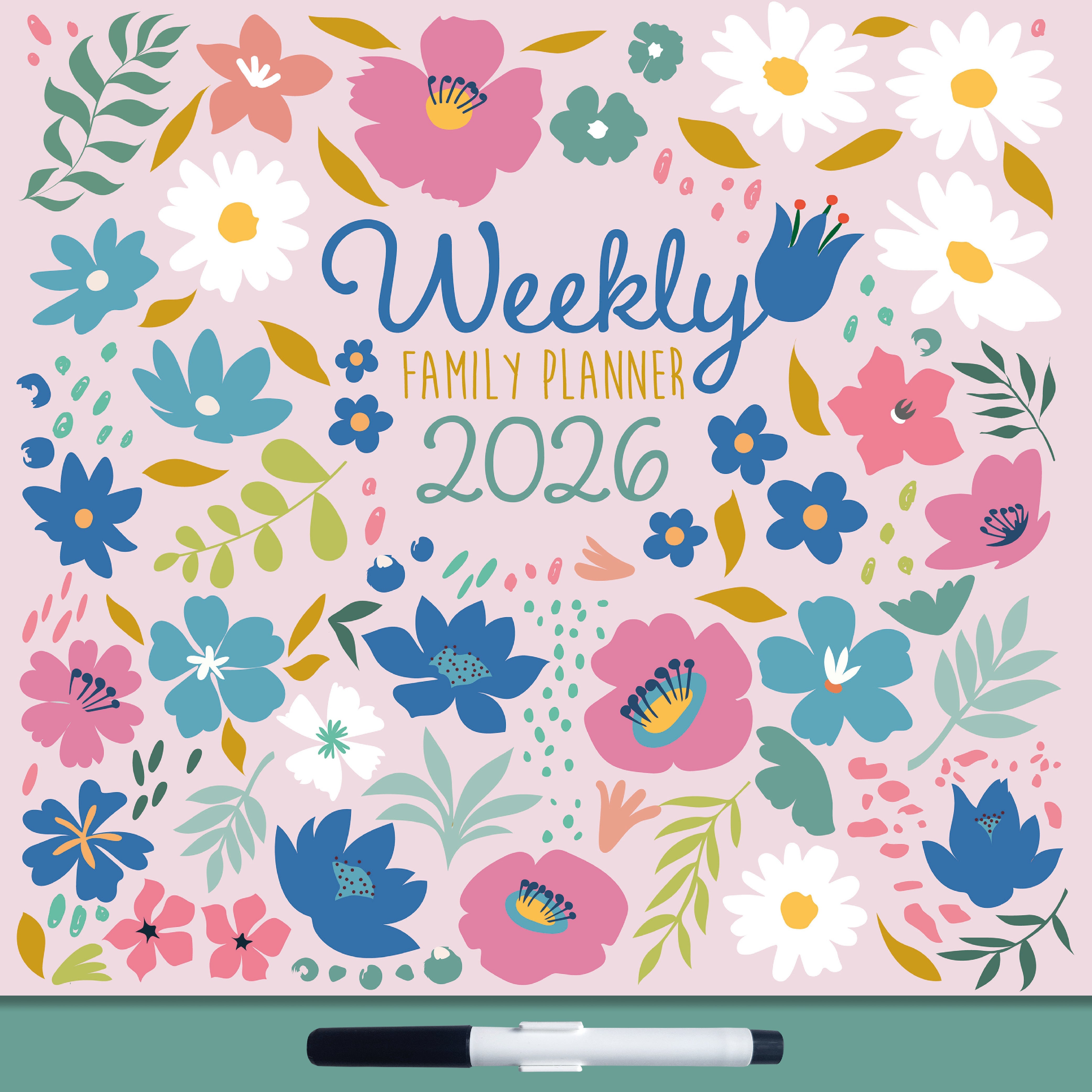2026 Floral Weekly Family Planner - Square Wall Calendar