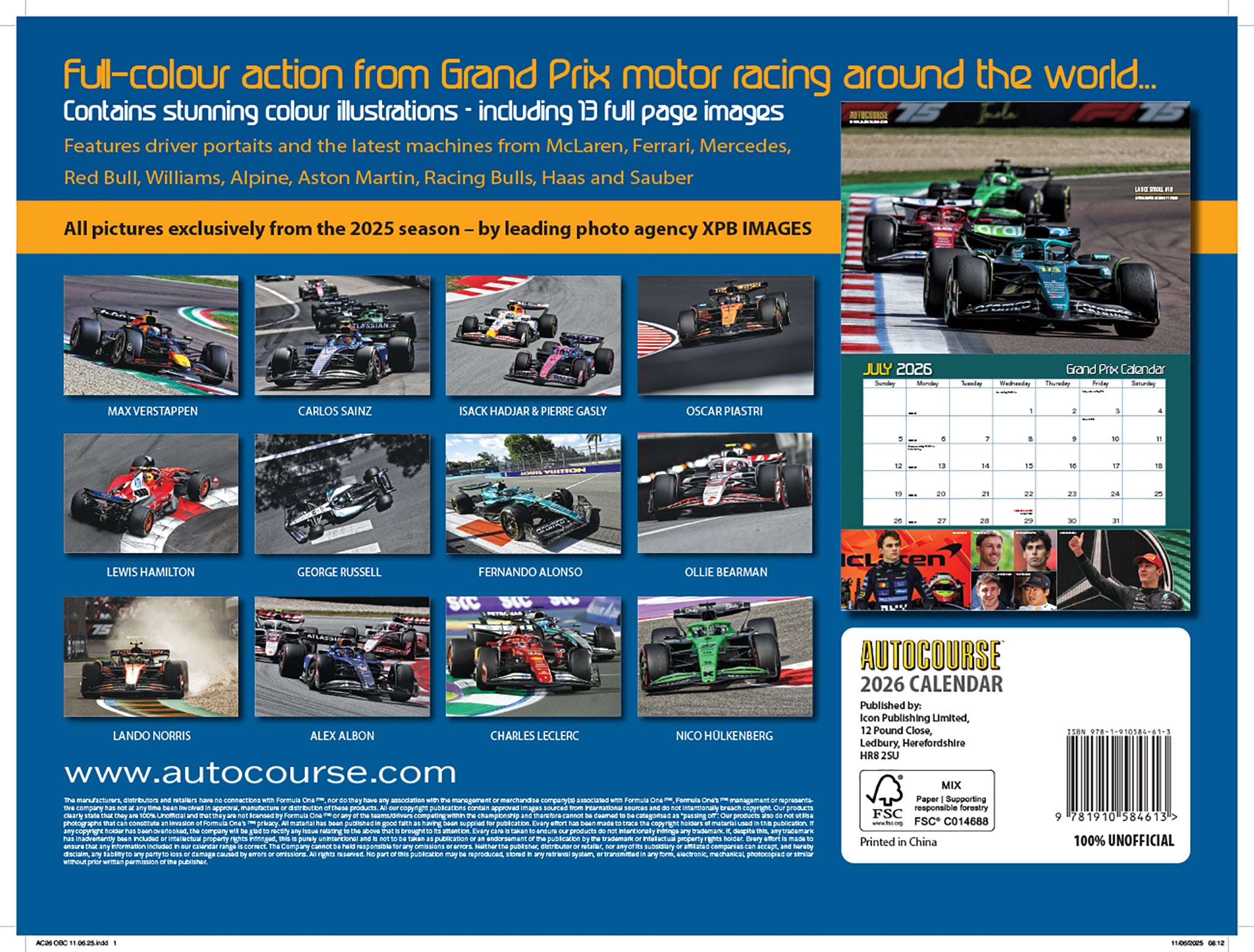 2026 Autocourse Grand Prix - Deluxe Wall Calendar