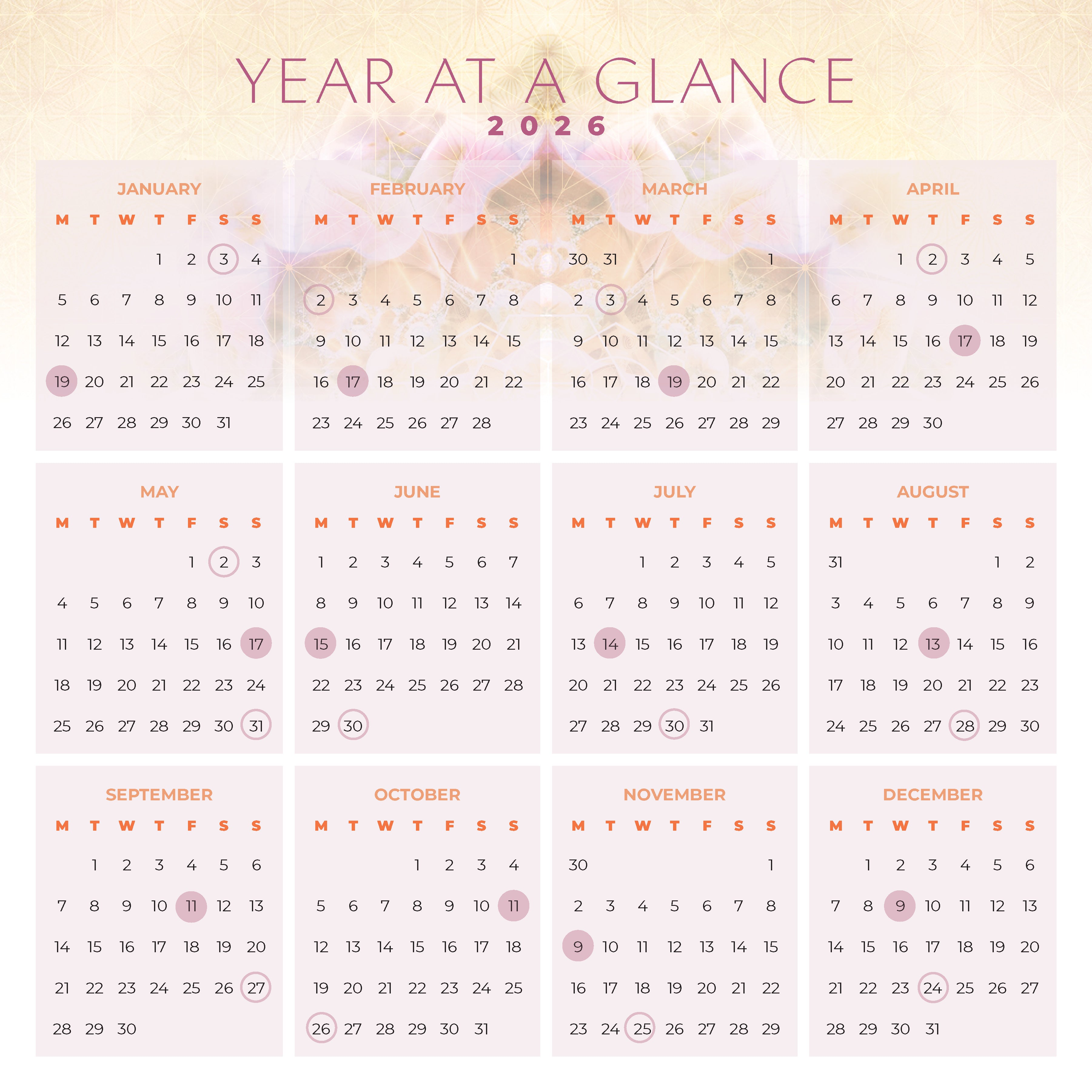 2026 Moon By Melanie Spears - Square Wall Calendar