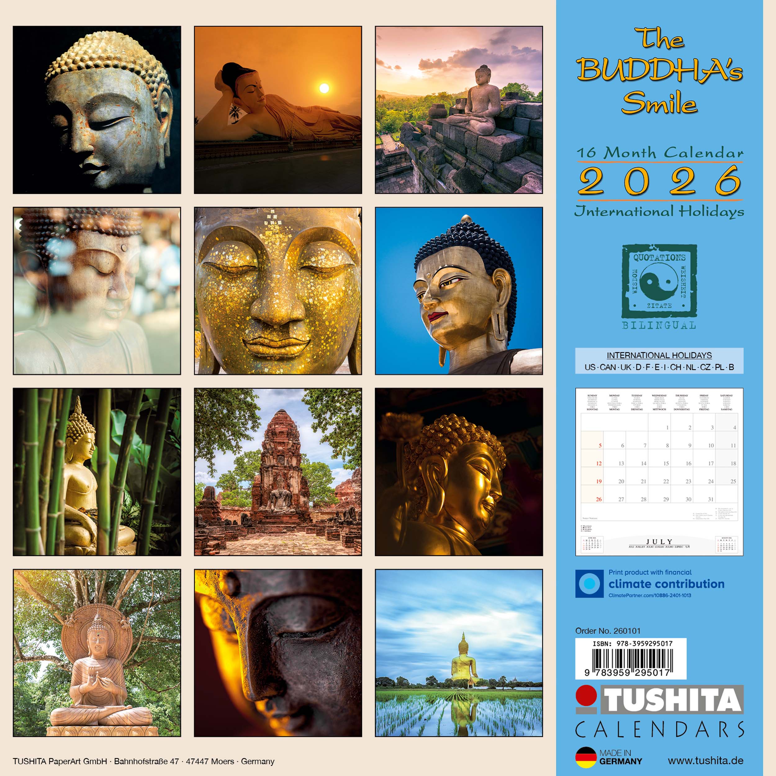 2026 Buddha's Smile - Square Wall Calendar
