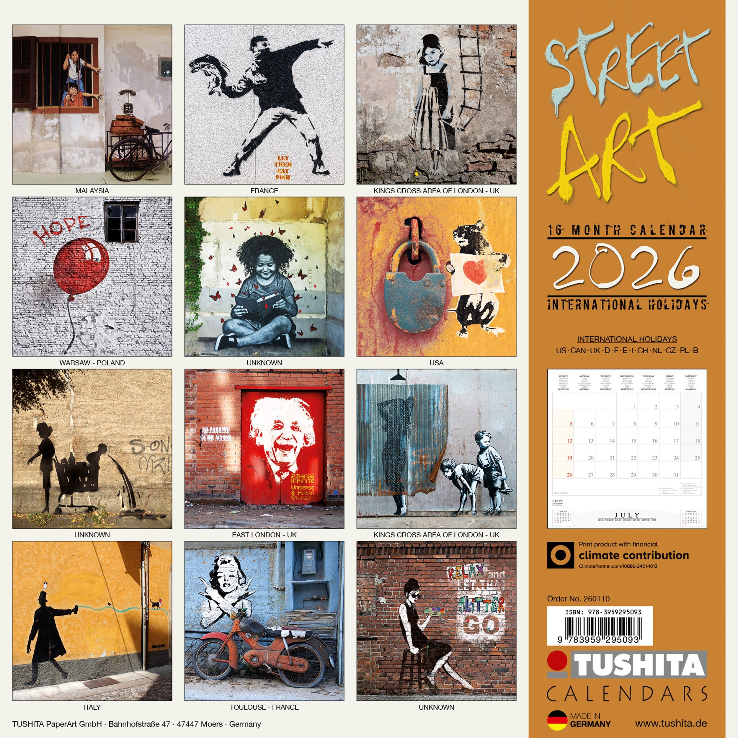 2026 World Street Art - Square Wall Calendar