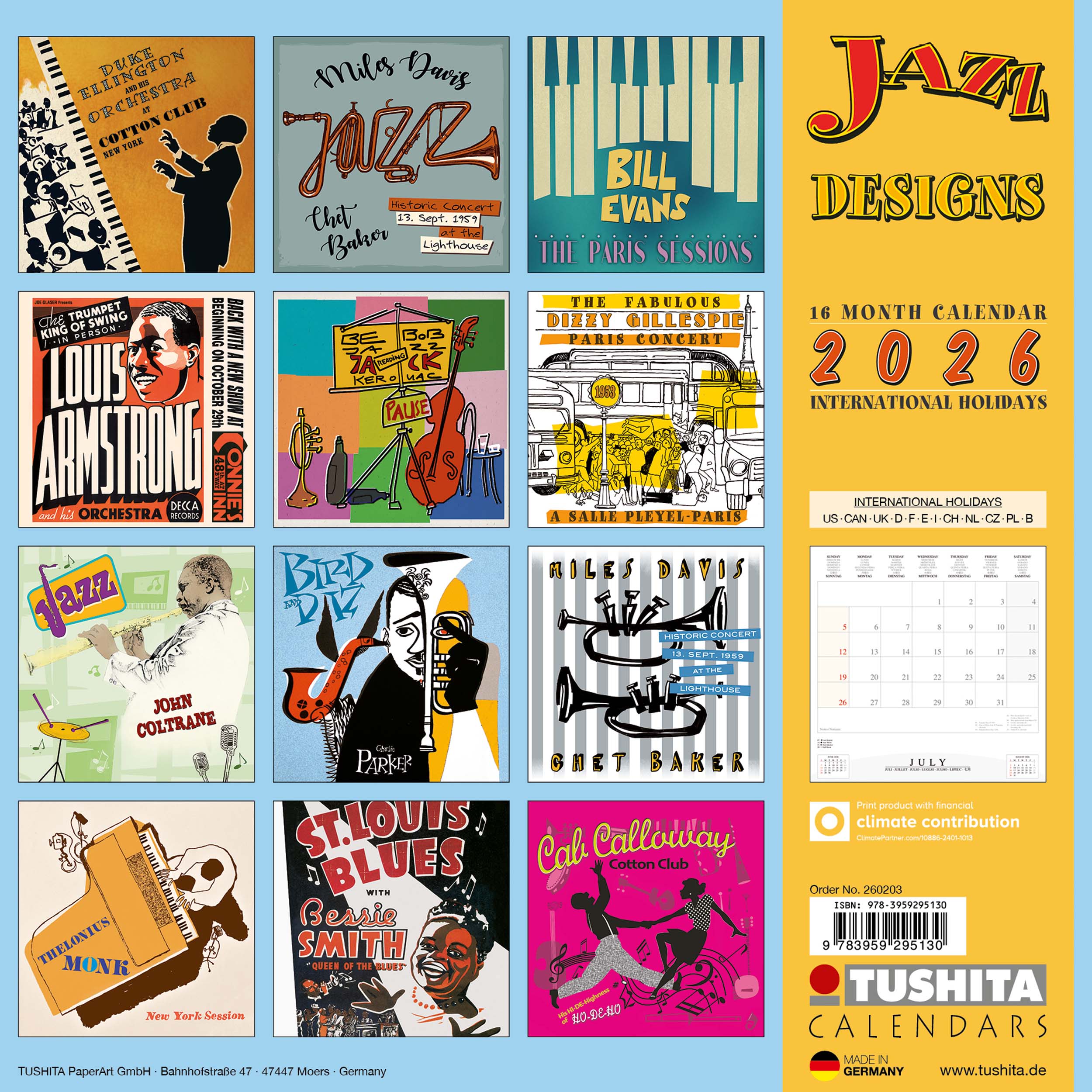 2026 Jazz Designs - Square Wall Calendar
