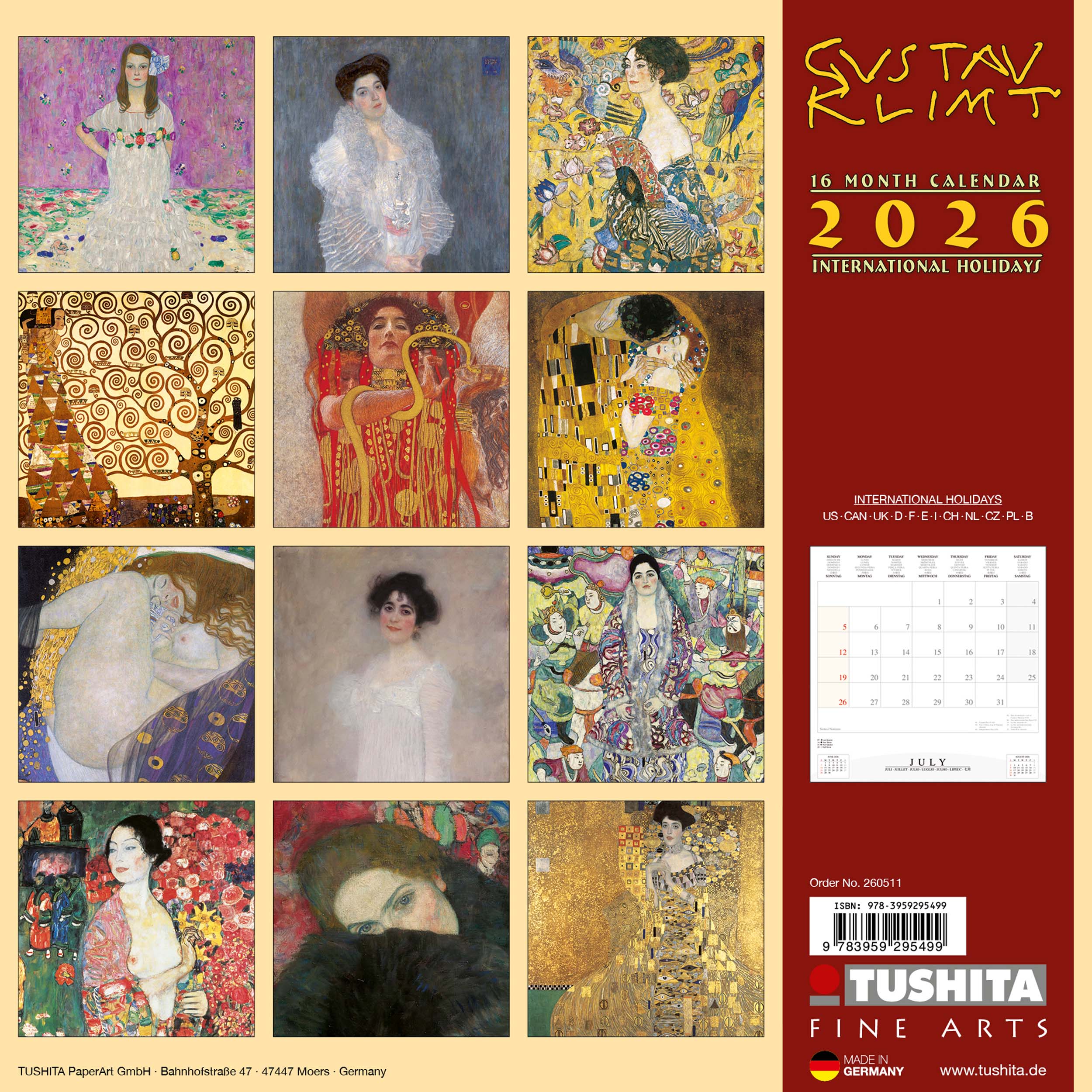 2026 Gustav Klimt - Square Wall Calendar