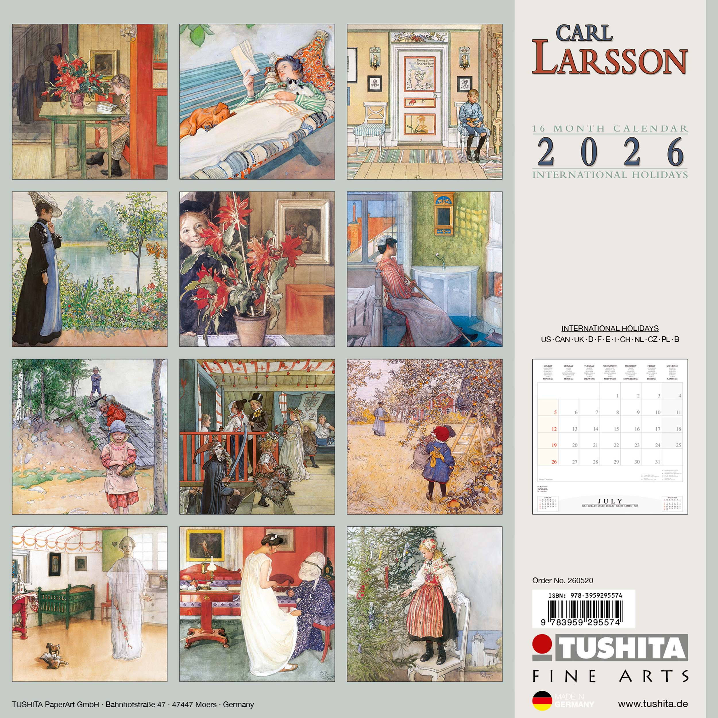 2026 Carl Larsson - Square Wall Calendar