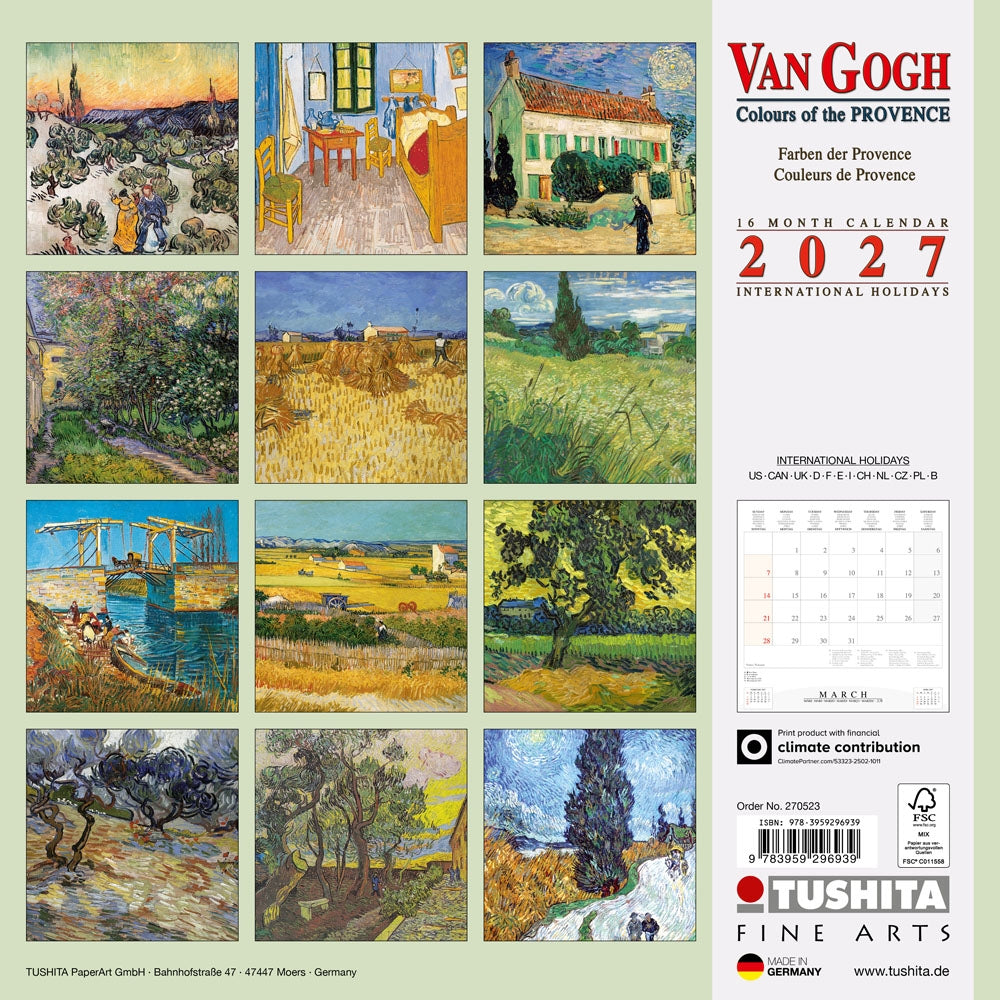 2027 Van Gogh Colours of the Provence - Square Wall Calendar