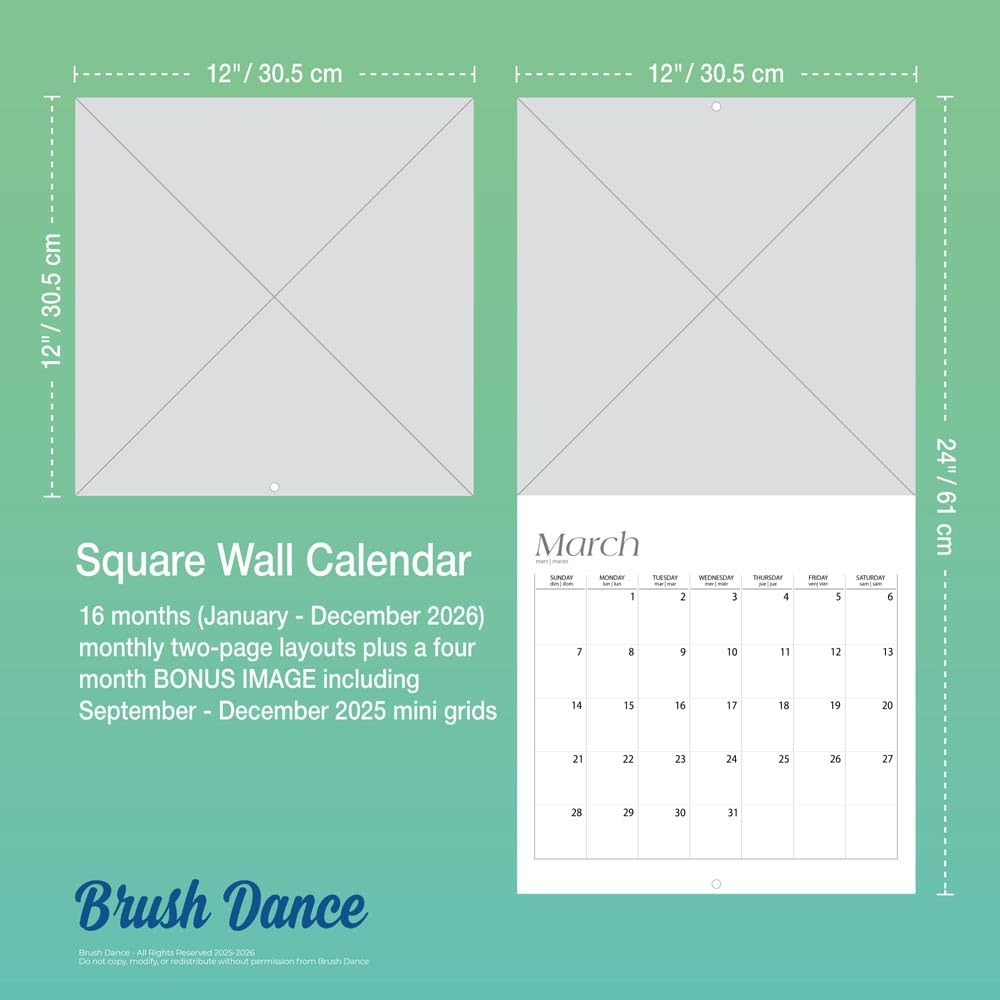 2026 Enlightened Rumi - Square Wall Calendar