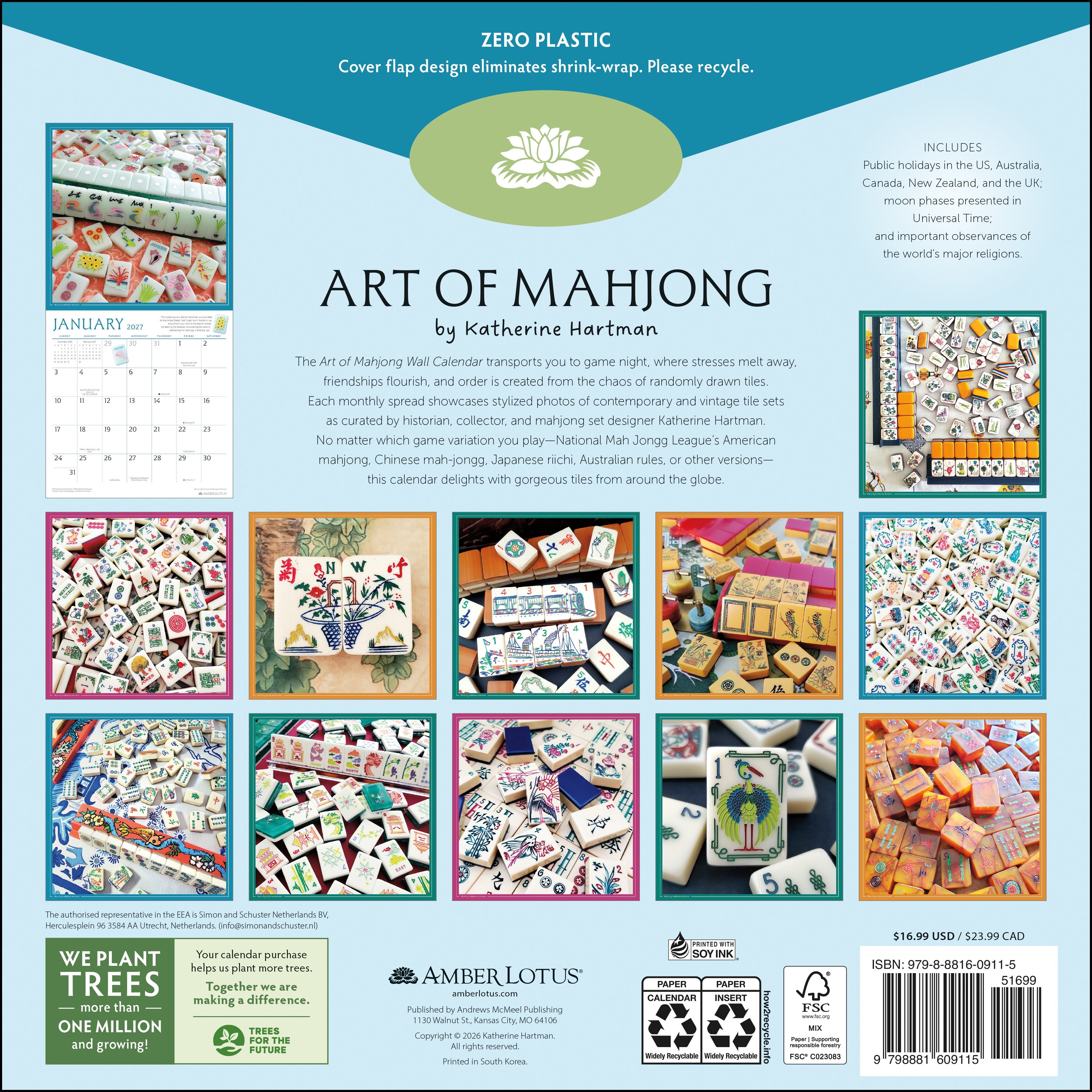 2027 Art of Mahjong - Square Wall Calendar