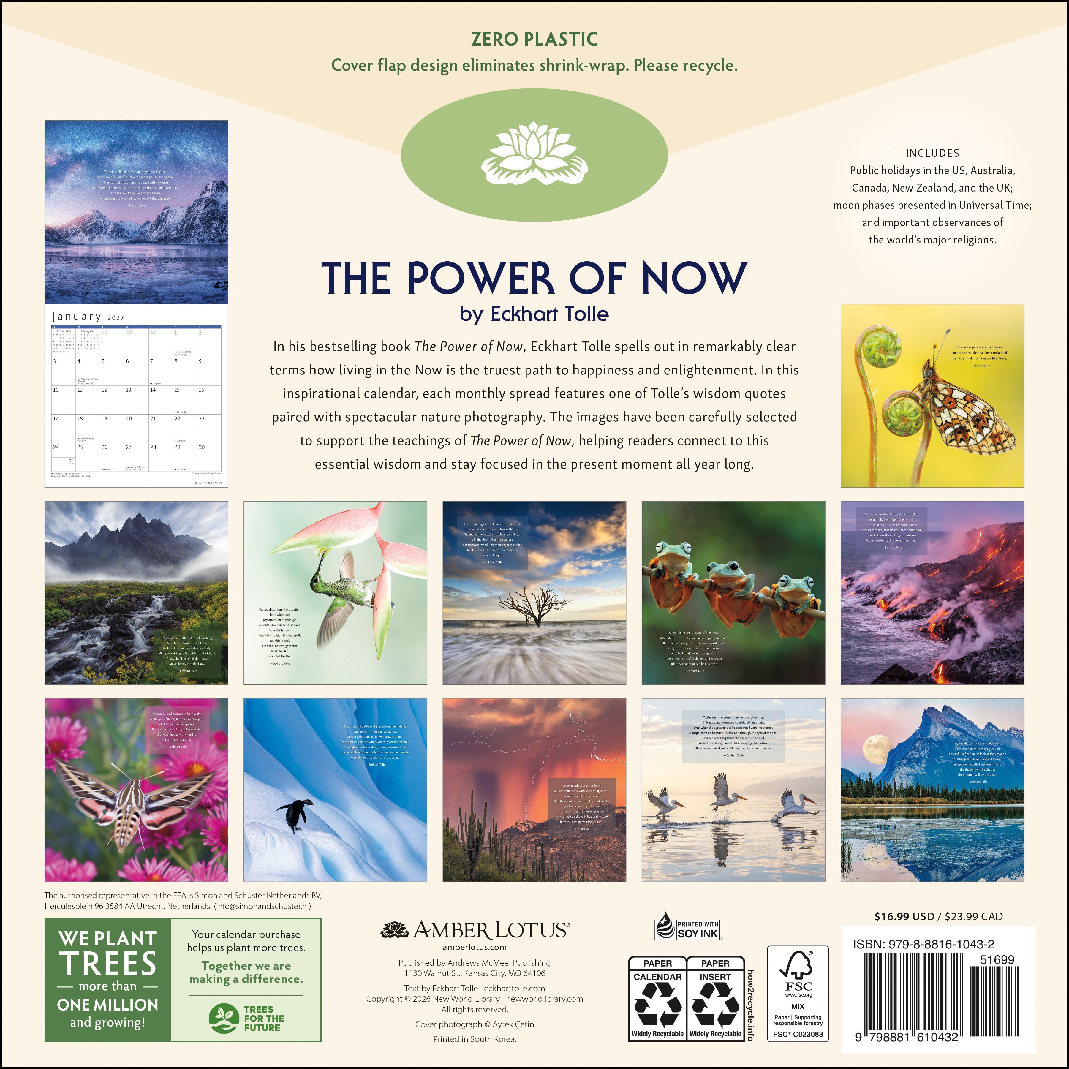 2027 Power of Now: Eckhart Tolle - Square Wall Calendar