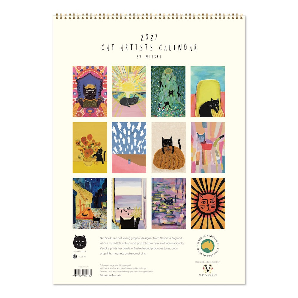 2027 Cat Artists Niaski - Deluxe Wall Calendar