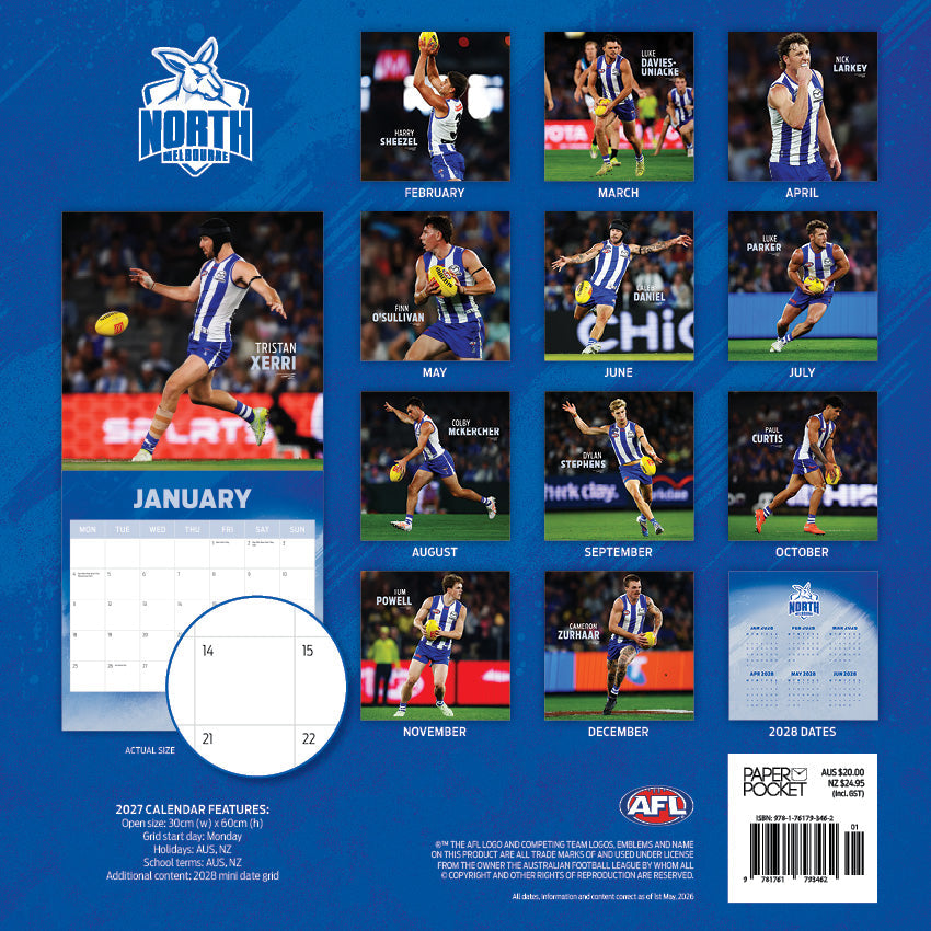 2027 AFL North Melbourne Kangaroos calendar image 4