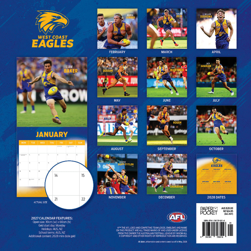 2027 AFL West Coast Eagles calendar image 4