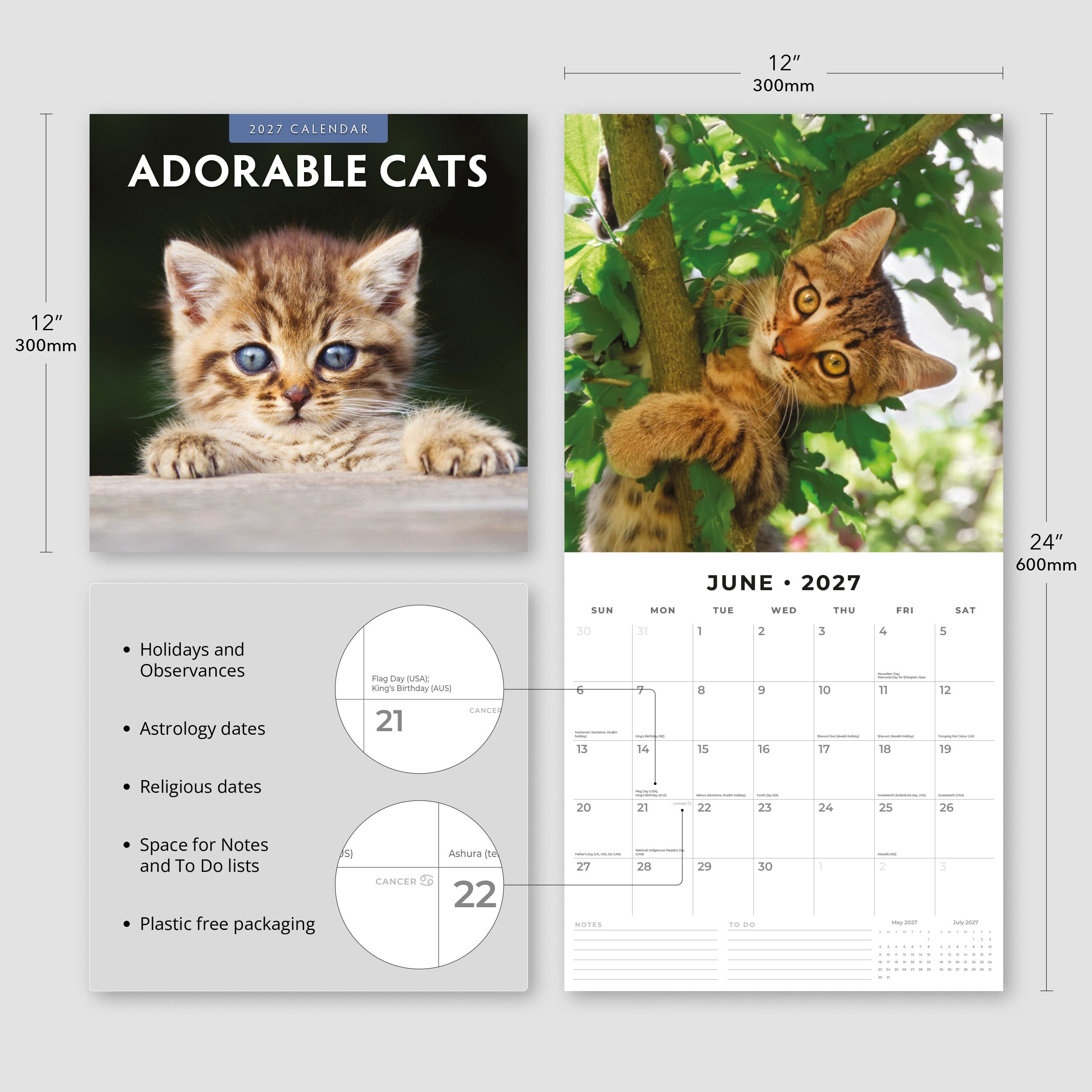 2027 Adorable Cats - Square Wall Calendar