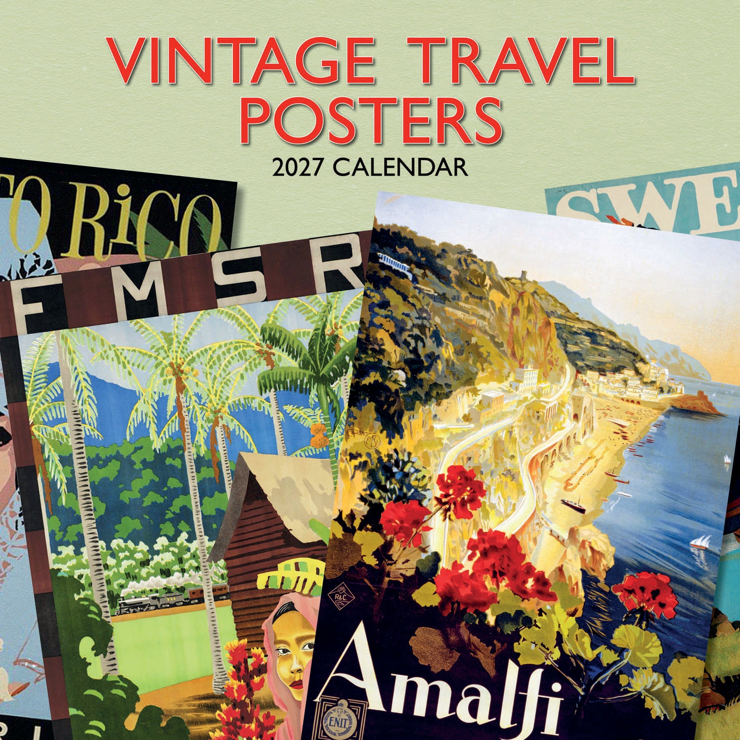 2027 Vintage Travel Posters - Square Wall Calendar