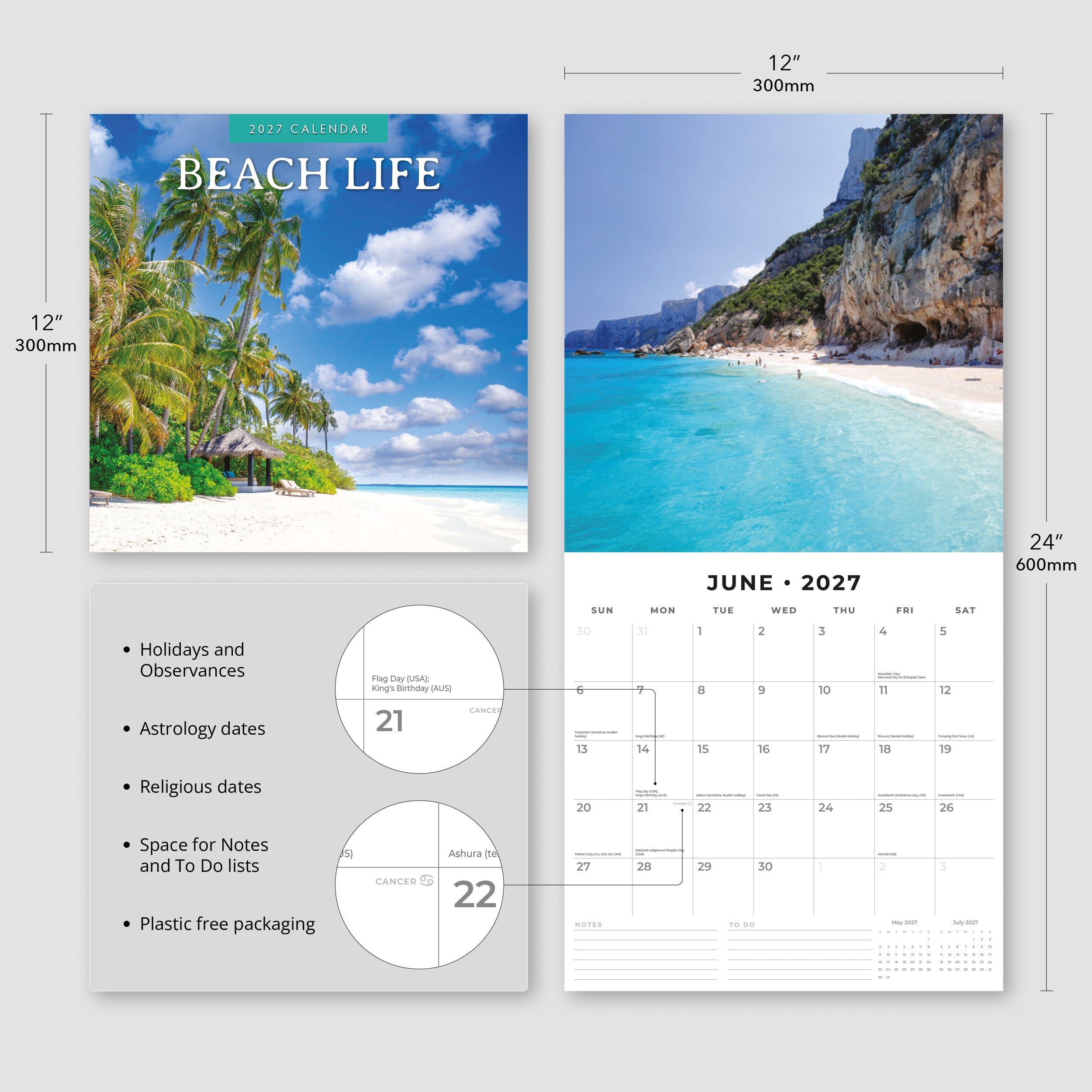 2027 Beach Life - Square Wall Calendar