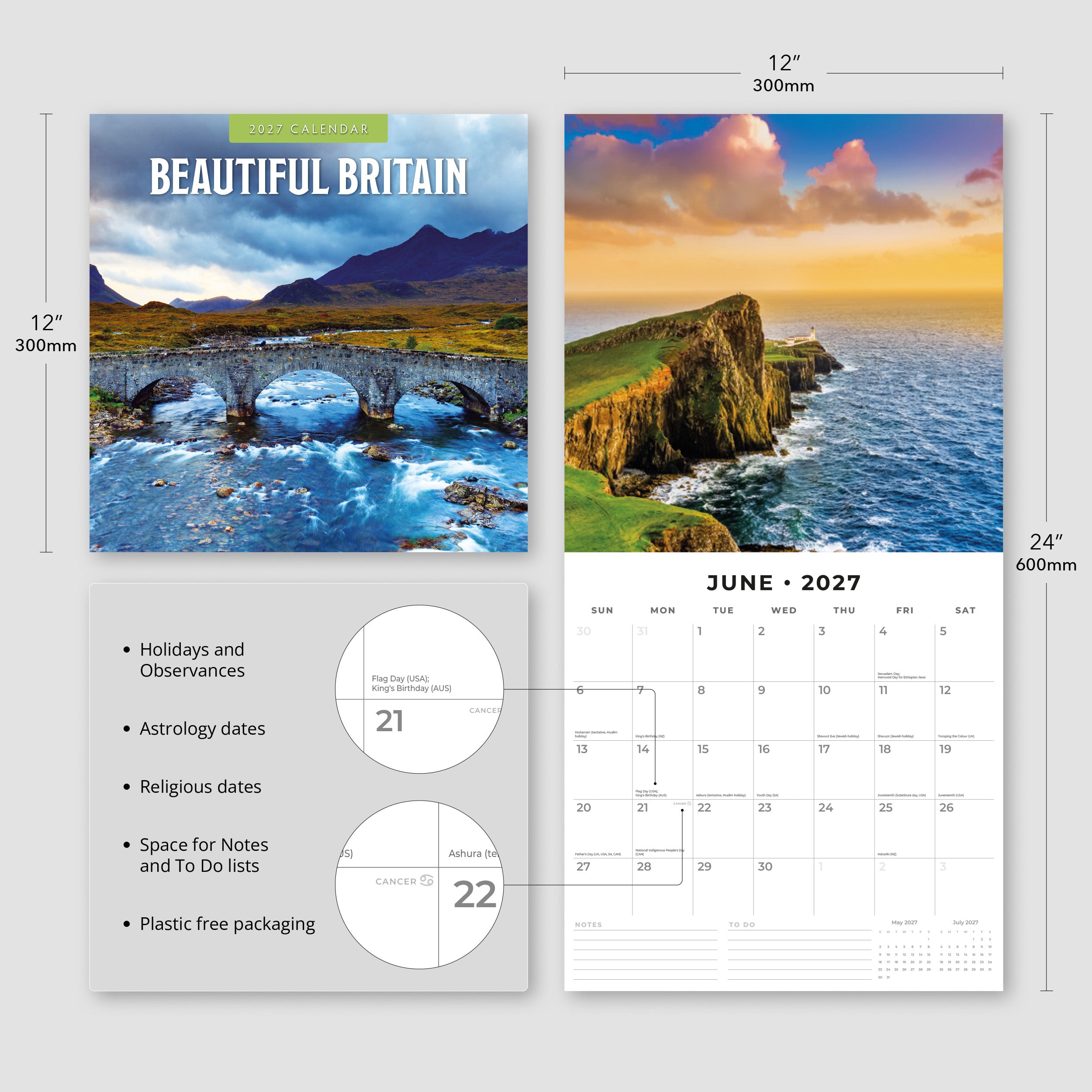 2027 Beautiful Britain - Square Wall Calendar