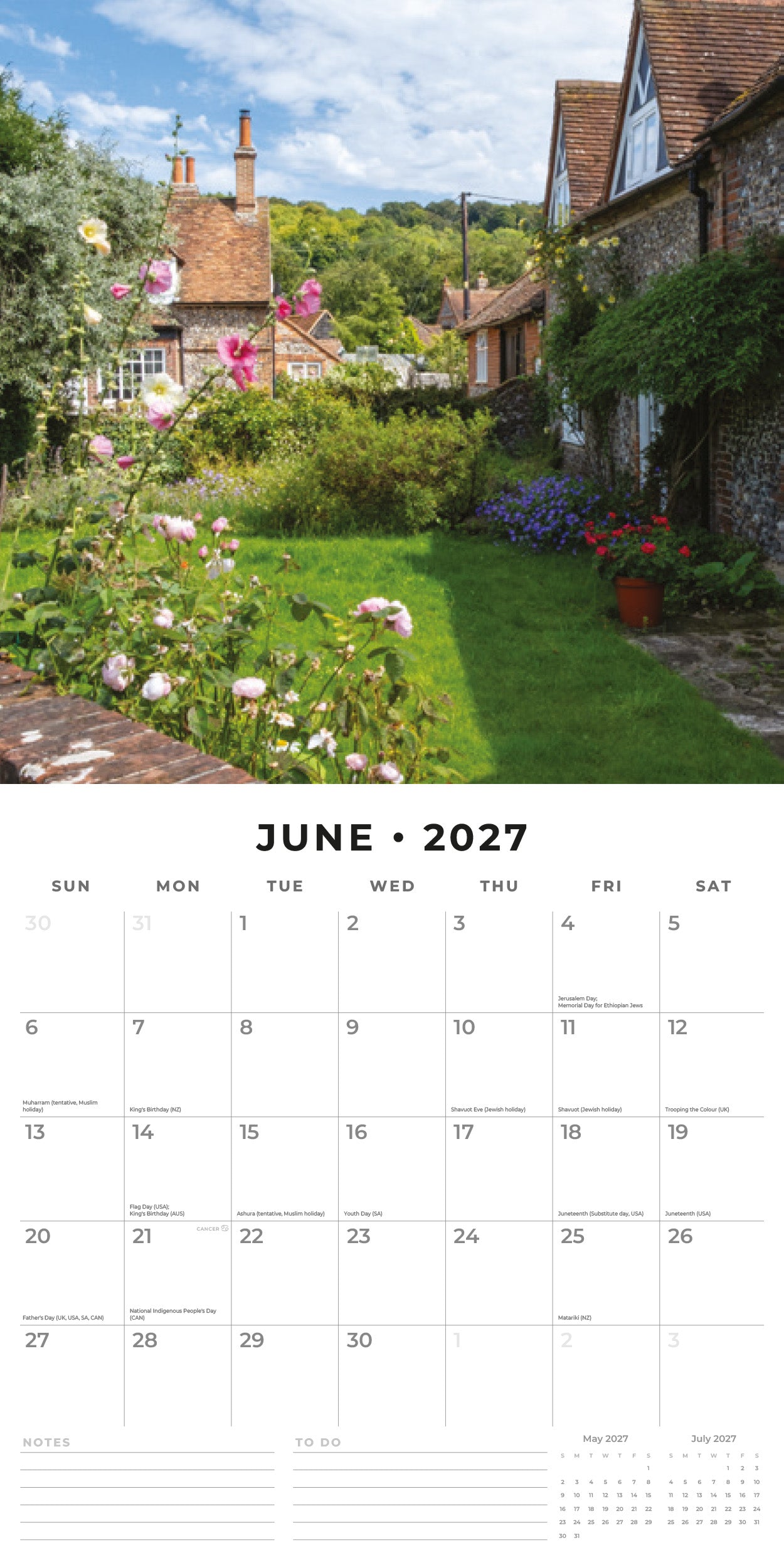 2027 Beautiful English Gardens - Square Wall Calendar