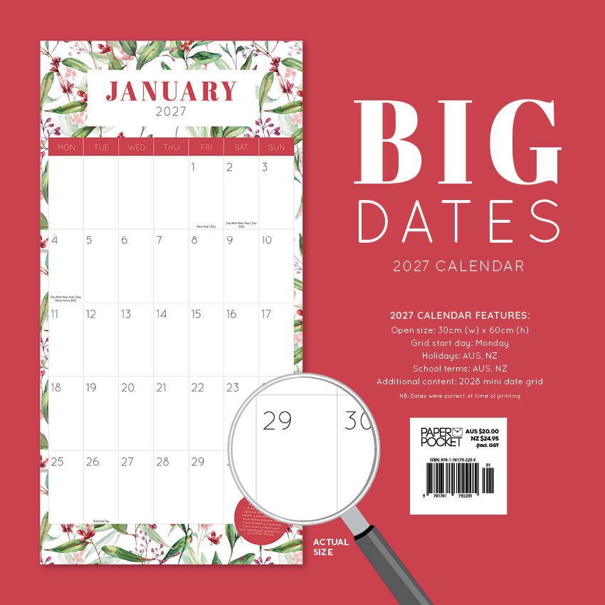 2027 Big Dates-Australiana - Square Wall Calendar