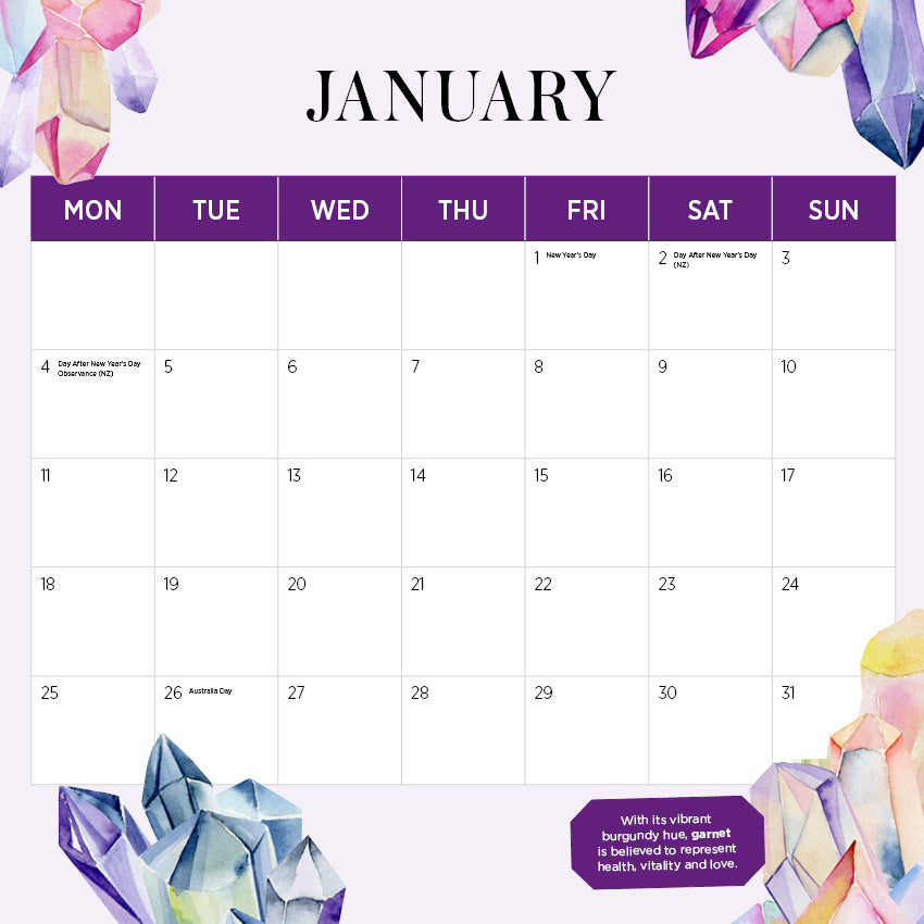 2027 Birthstone of the Month - Square Wall Calendar