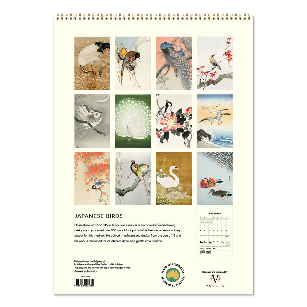 2027 Japanese Birds - Deluxe Wall Calendar