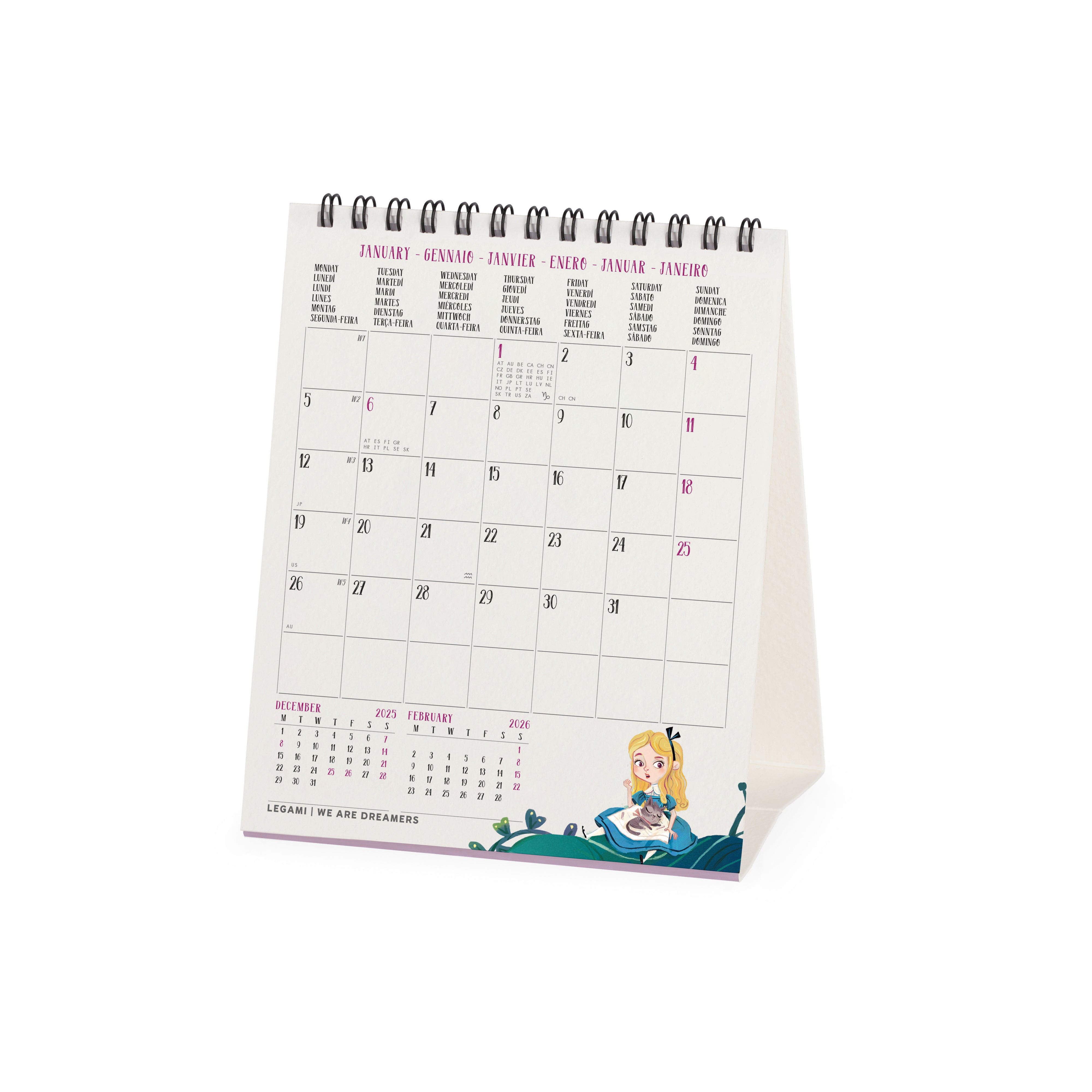 2026 Alice In Wonderland - Desk Easel Calendar