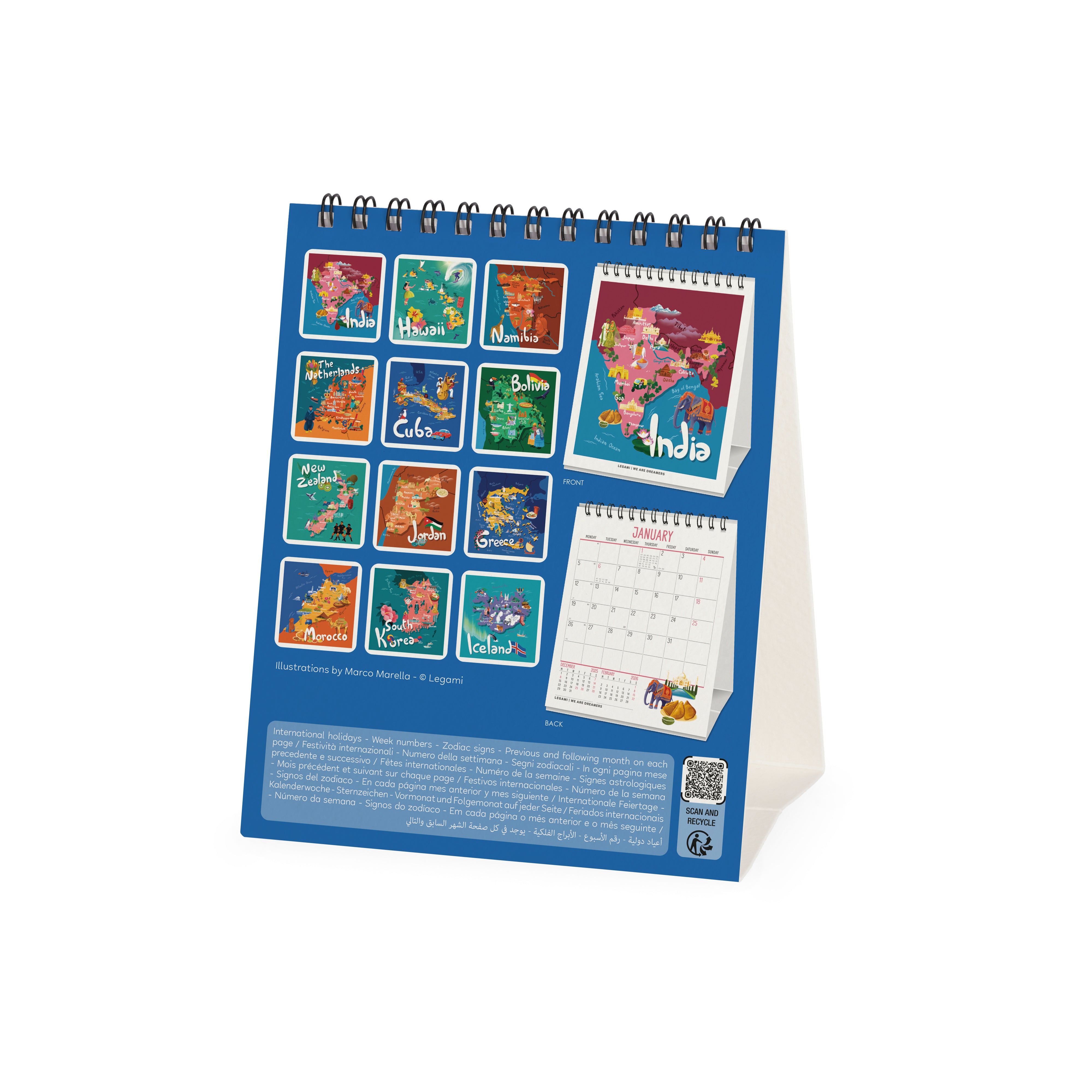 2026 Let's Travel The World - Desk Easel Calendar