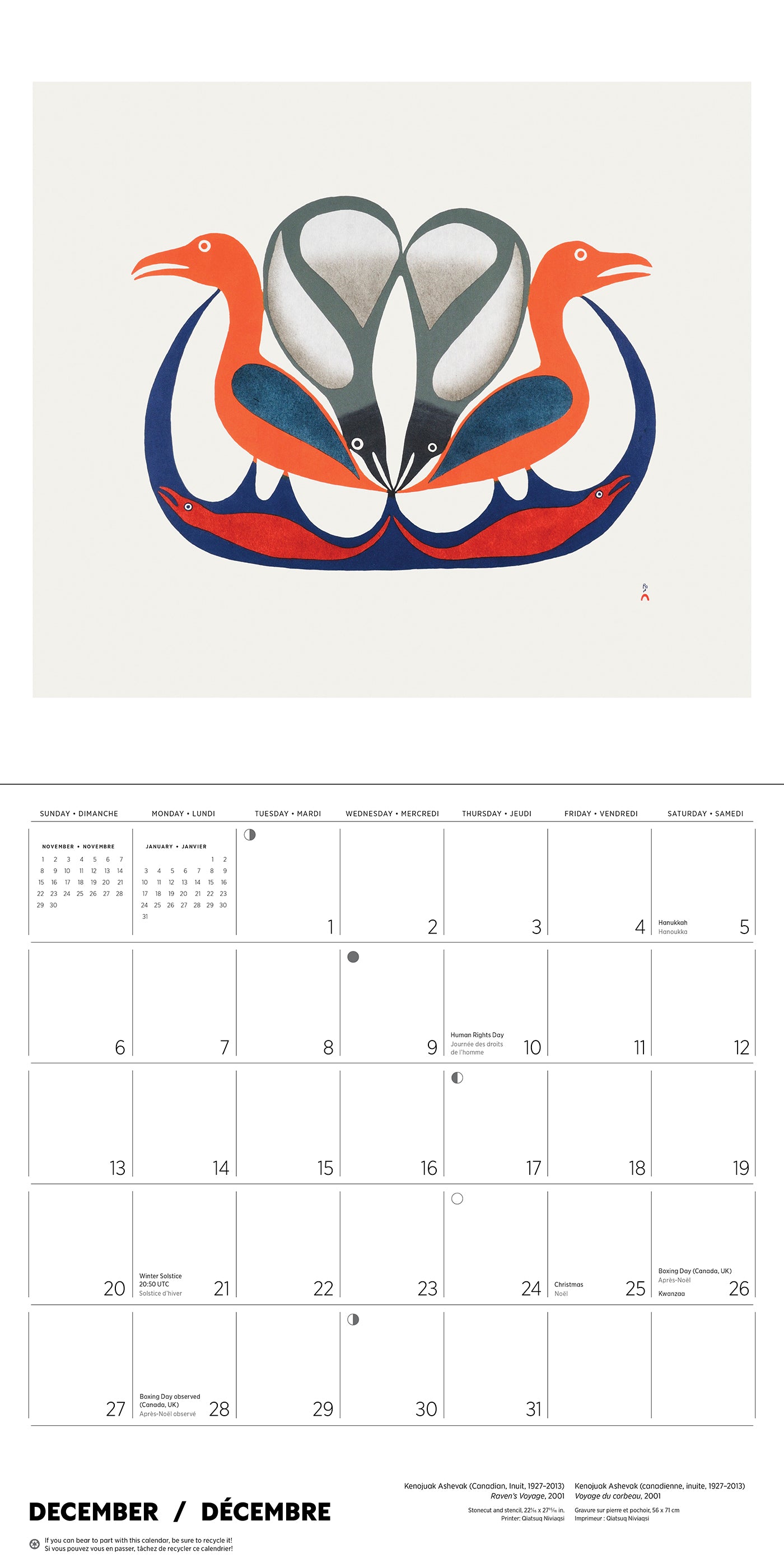 2026 Kenojuak Ashevak - Square Wall Calendar