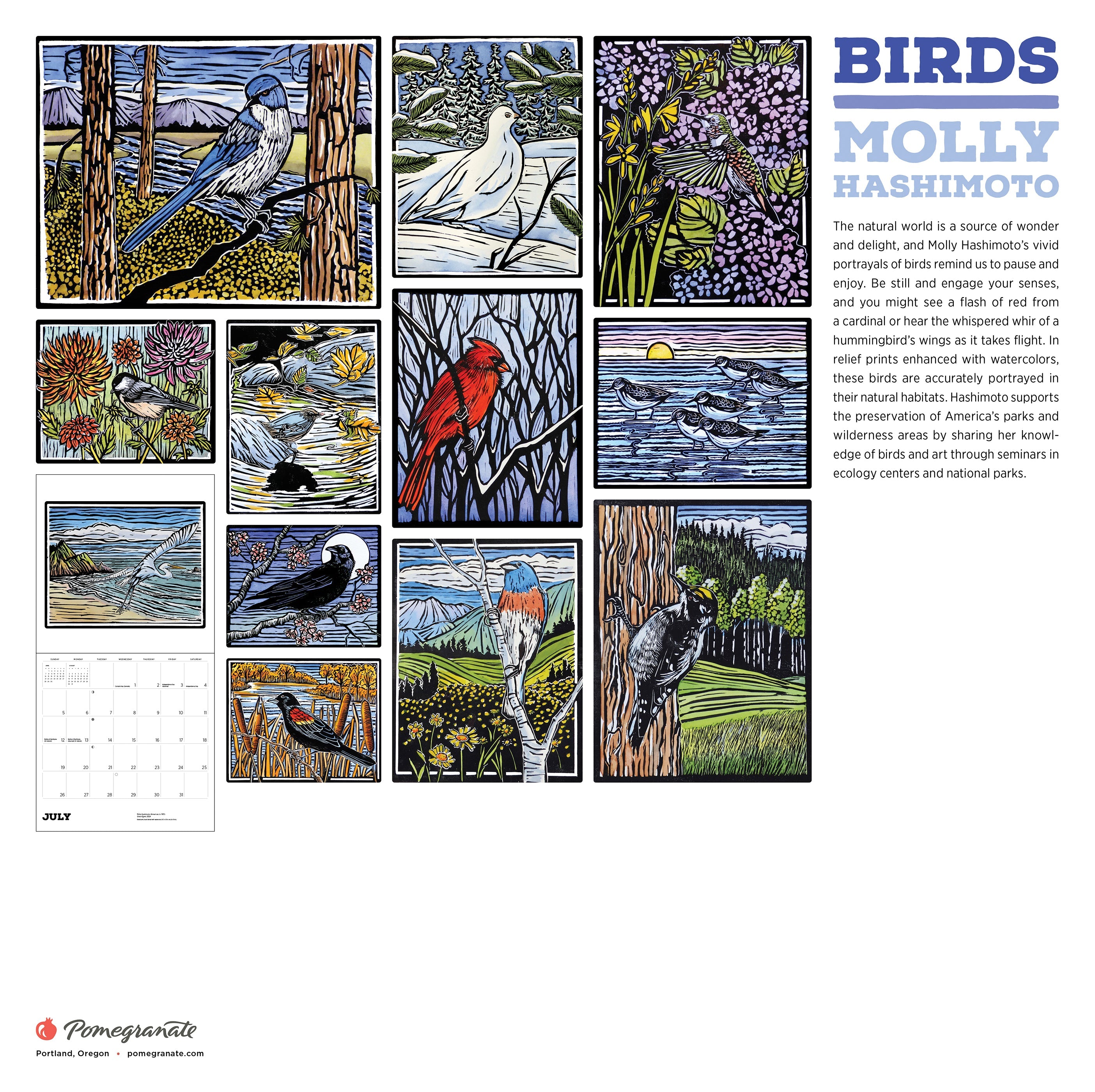 2026 Molly Hashimoto: Birds - Square Wall Calendar