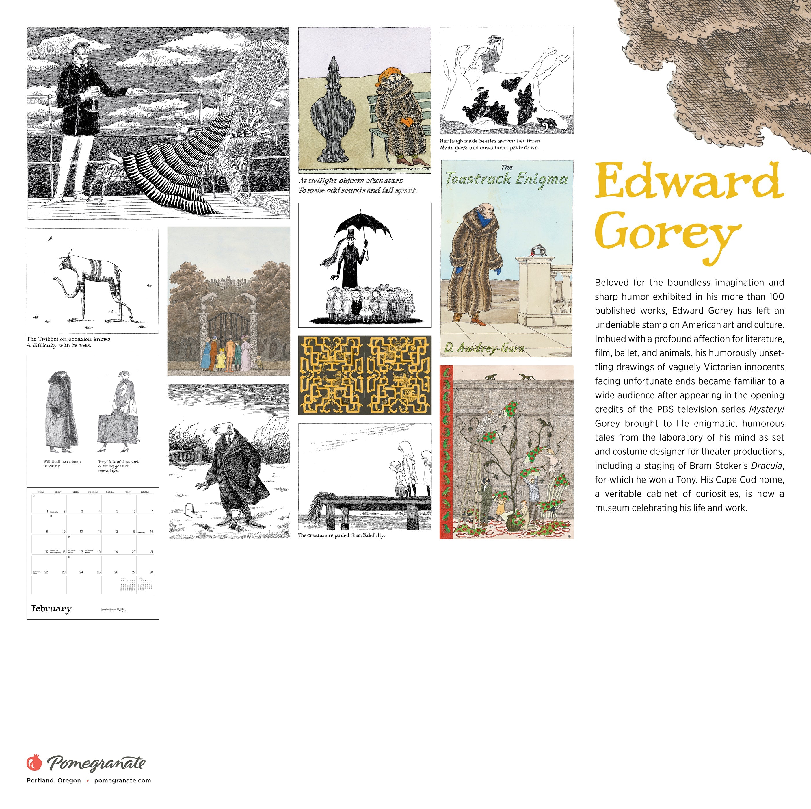 2026 Edward Gorey - Square Wall Calendar