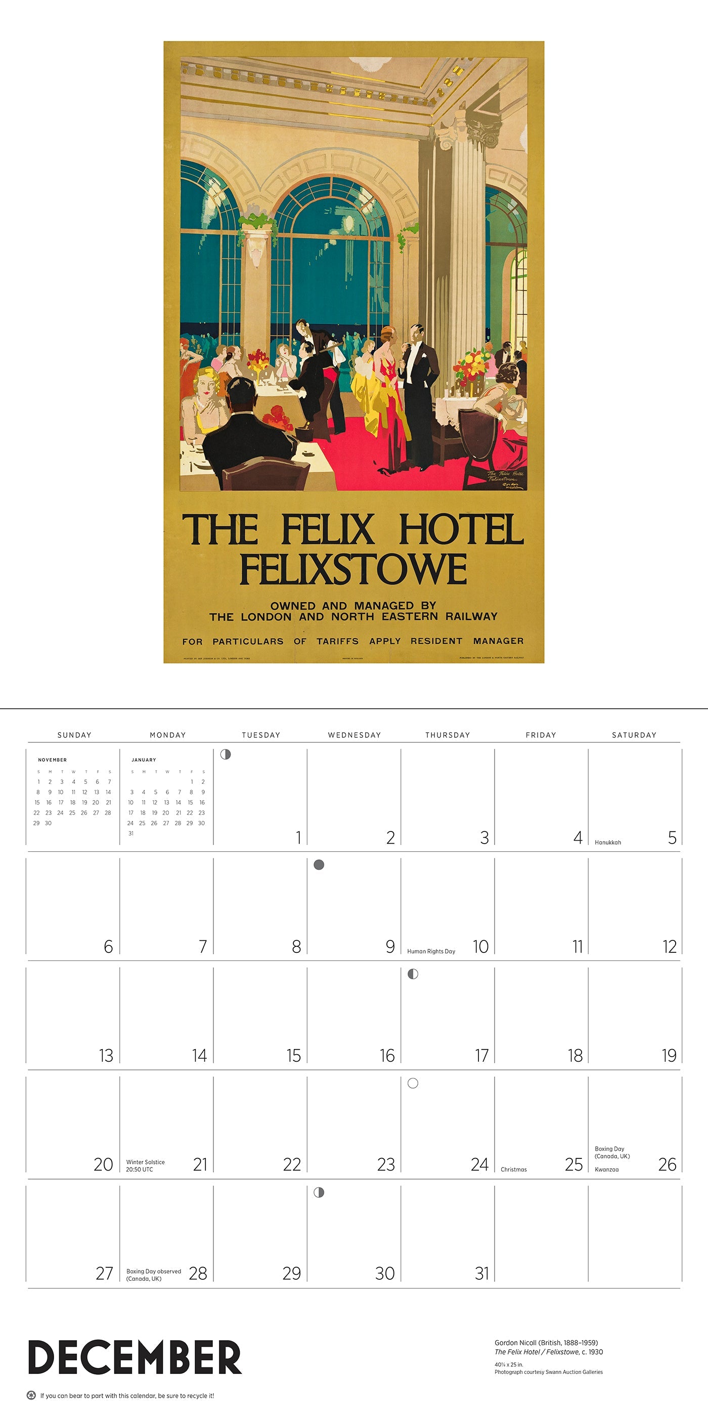 2026 England by Rail: Vintage Travel Posters - Square Wall Calendar