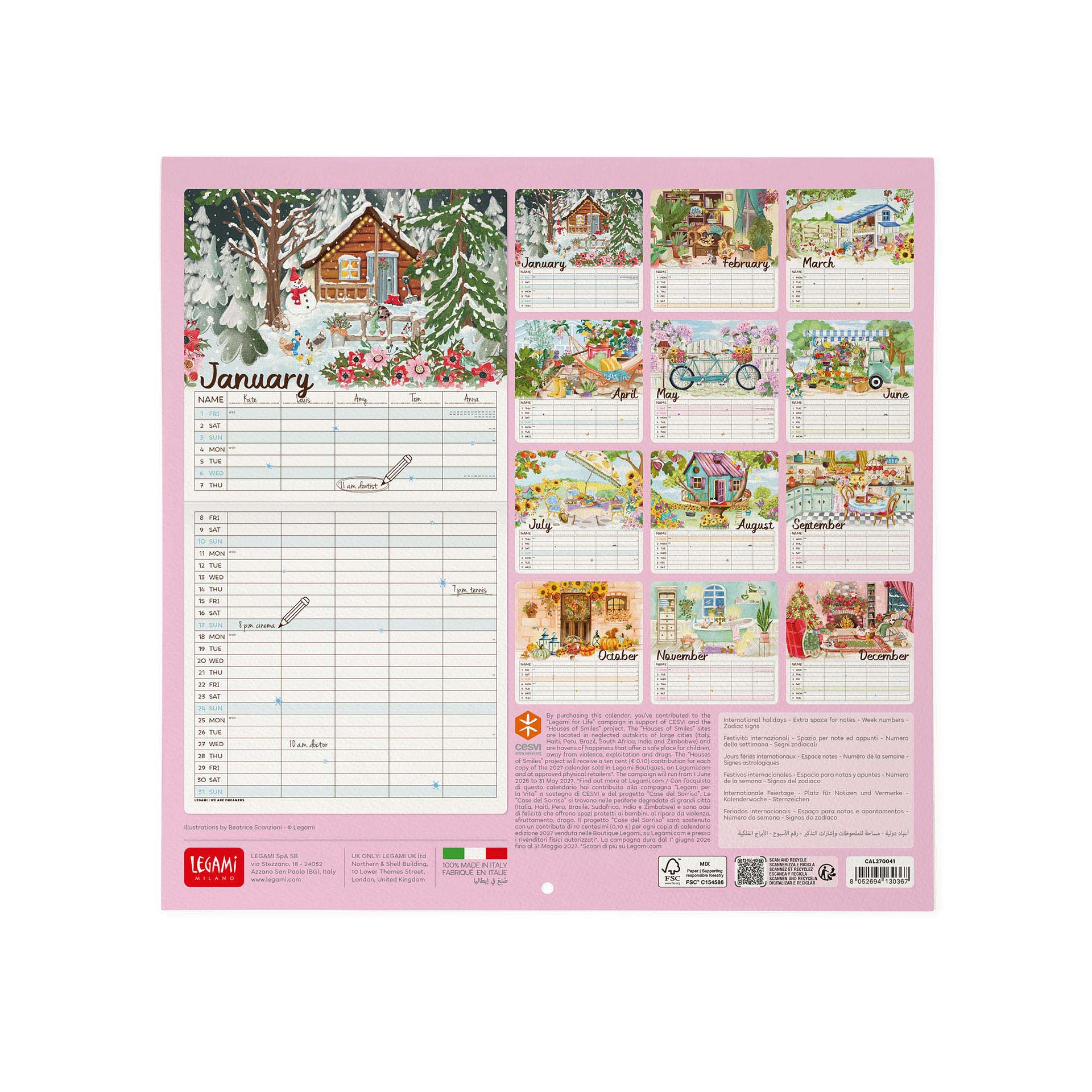 2027 Home Sweet Home - Square Wall Calendar