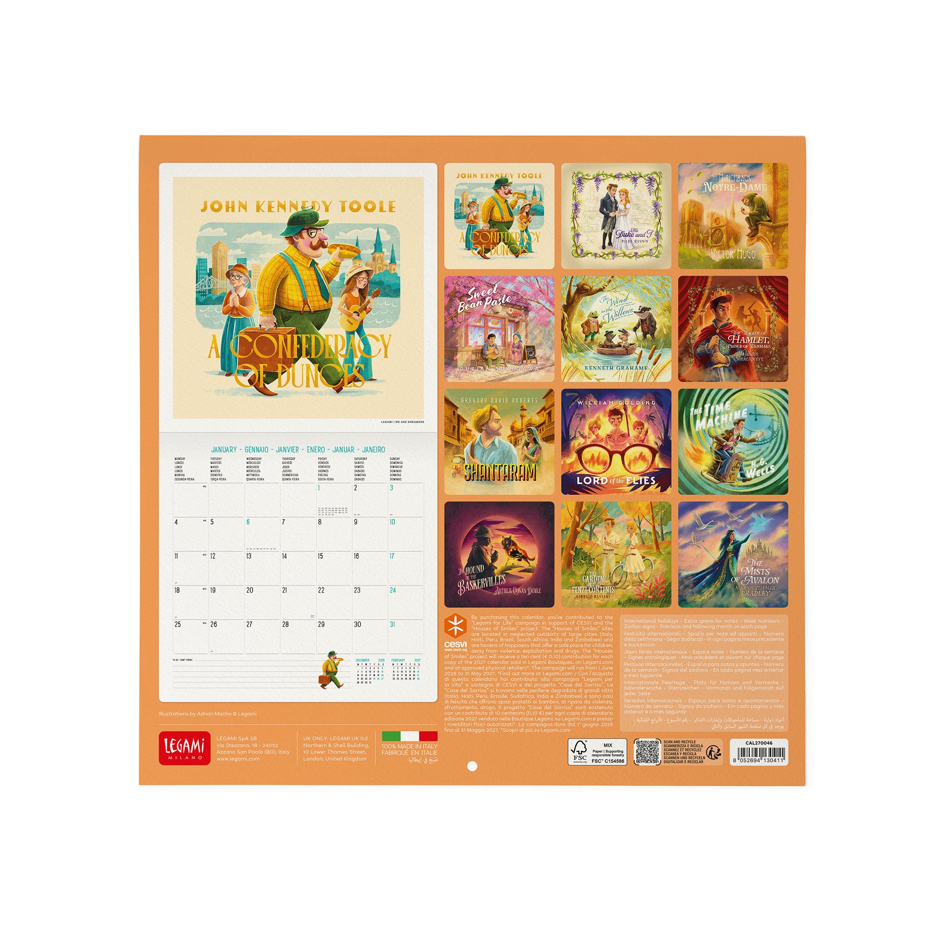 2027 Book Lover's - Square Wall Calendar