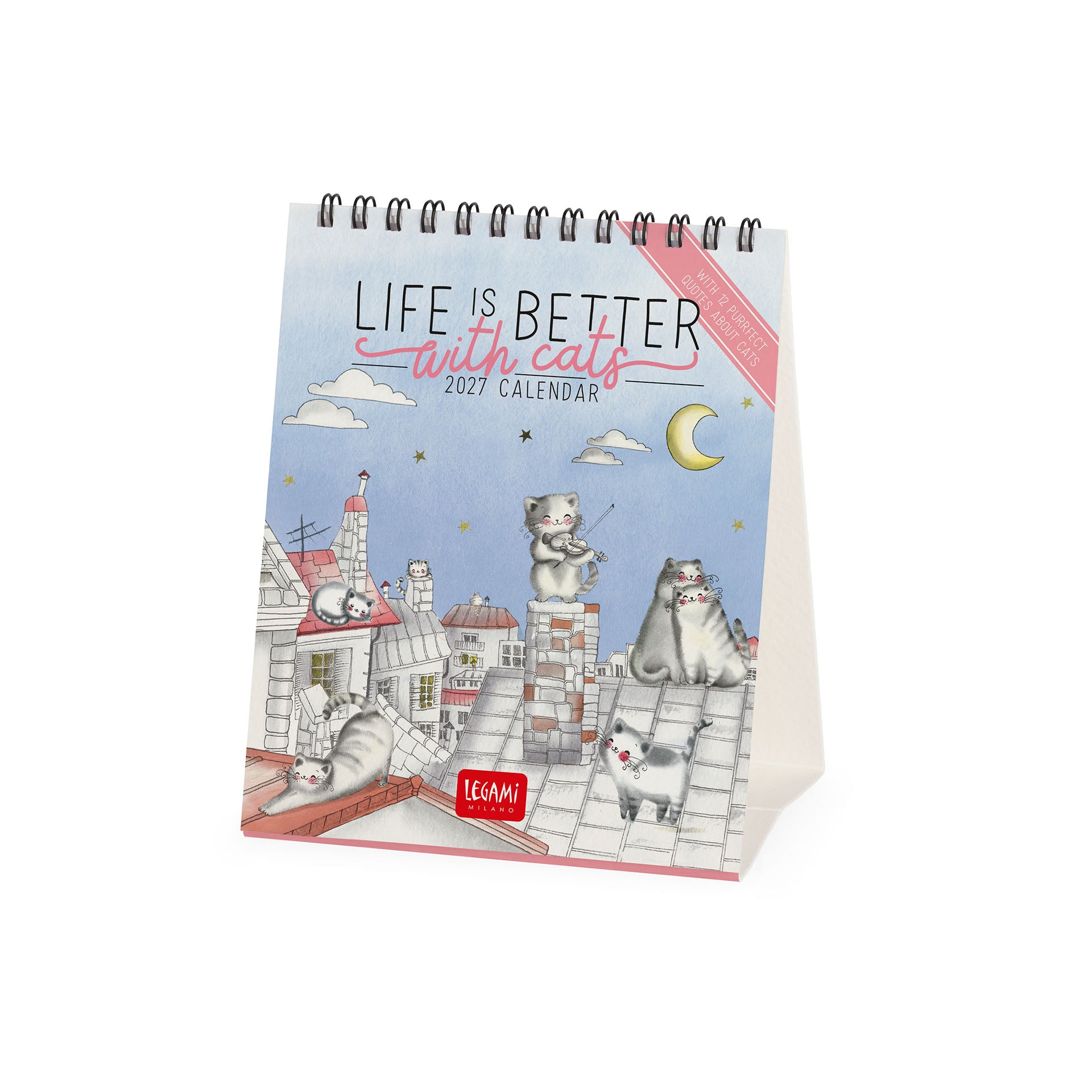 2027 Sketchy Cats - Desk Easel Calendar