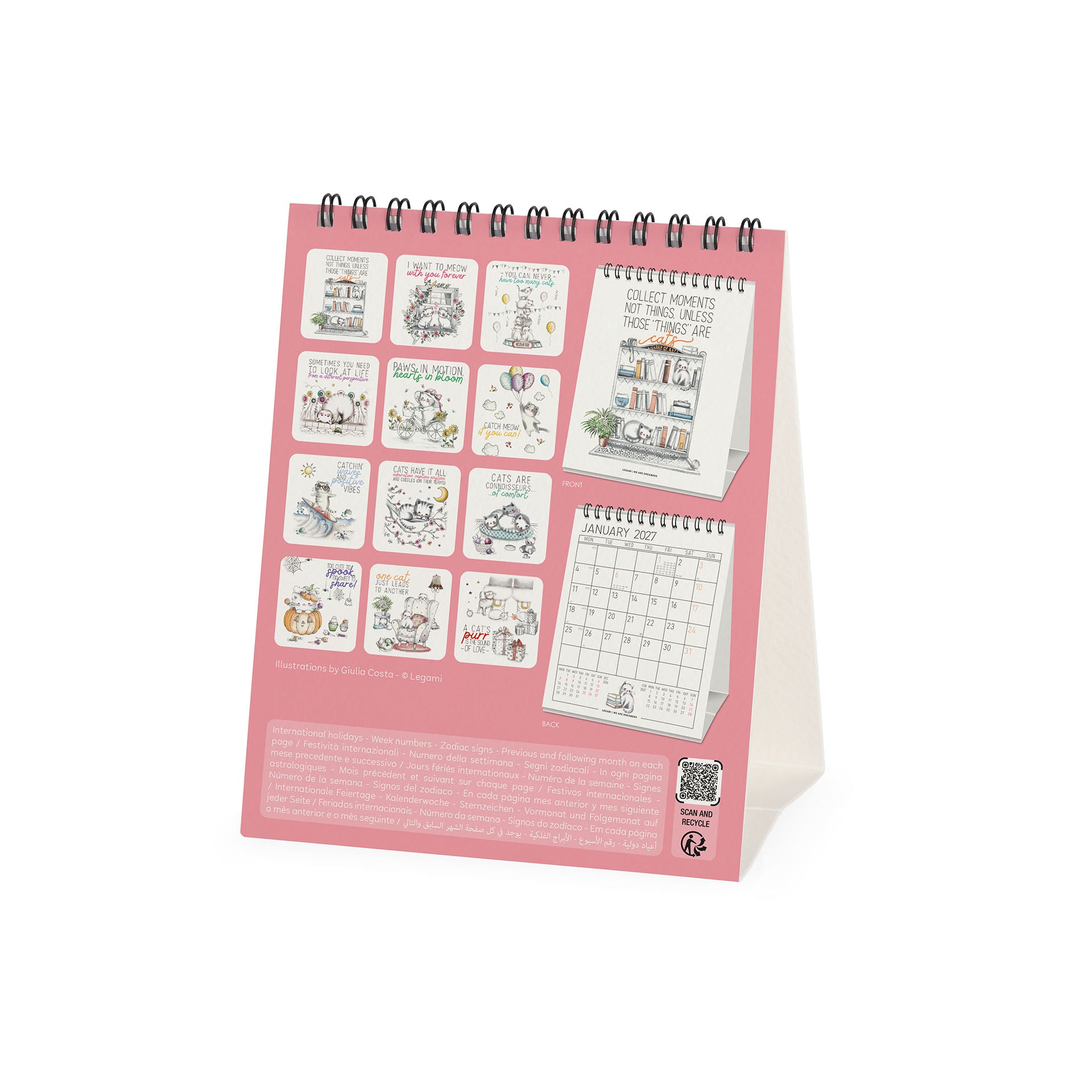 2027 Sketchy Cats - Desk Easel Calendar