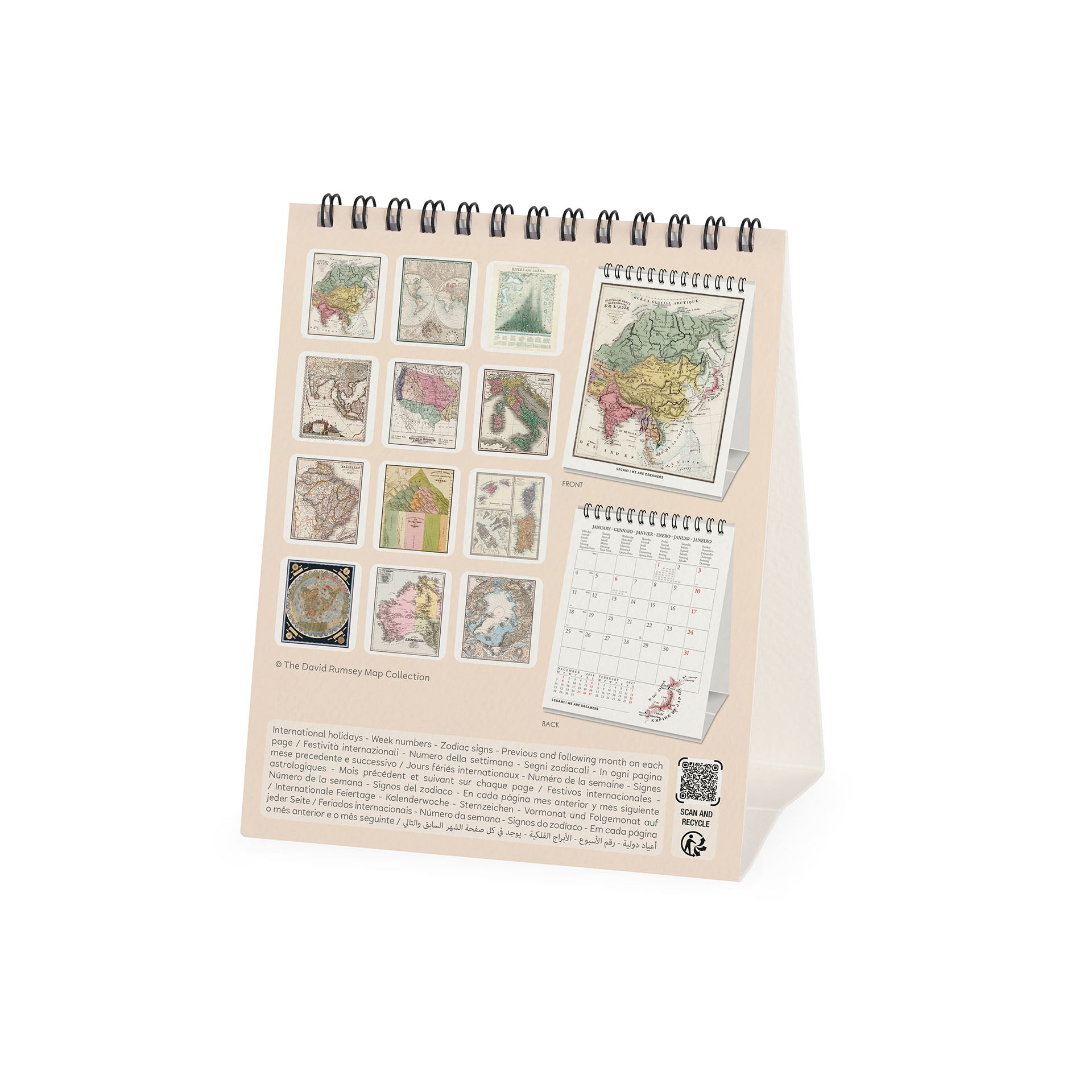 2027 Vintage Maps - Desk Easel Calendar