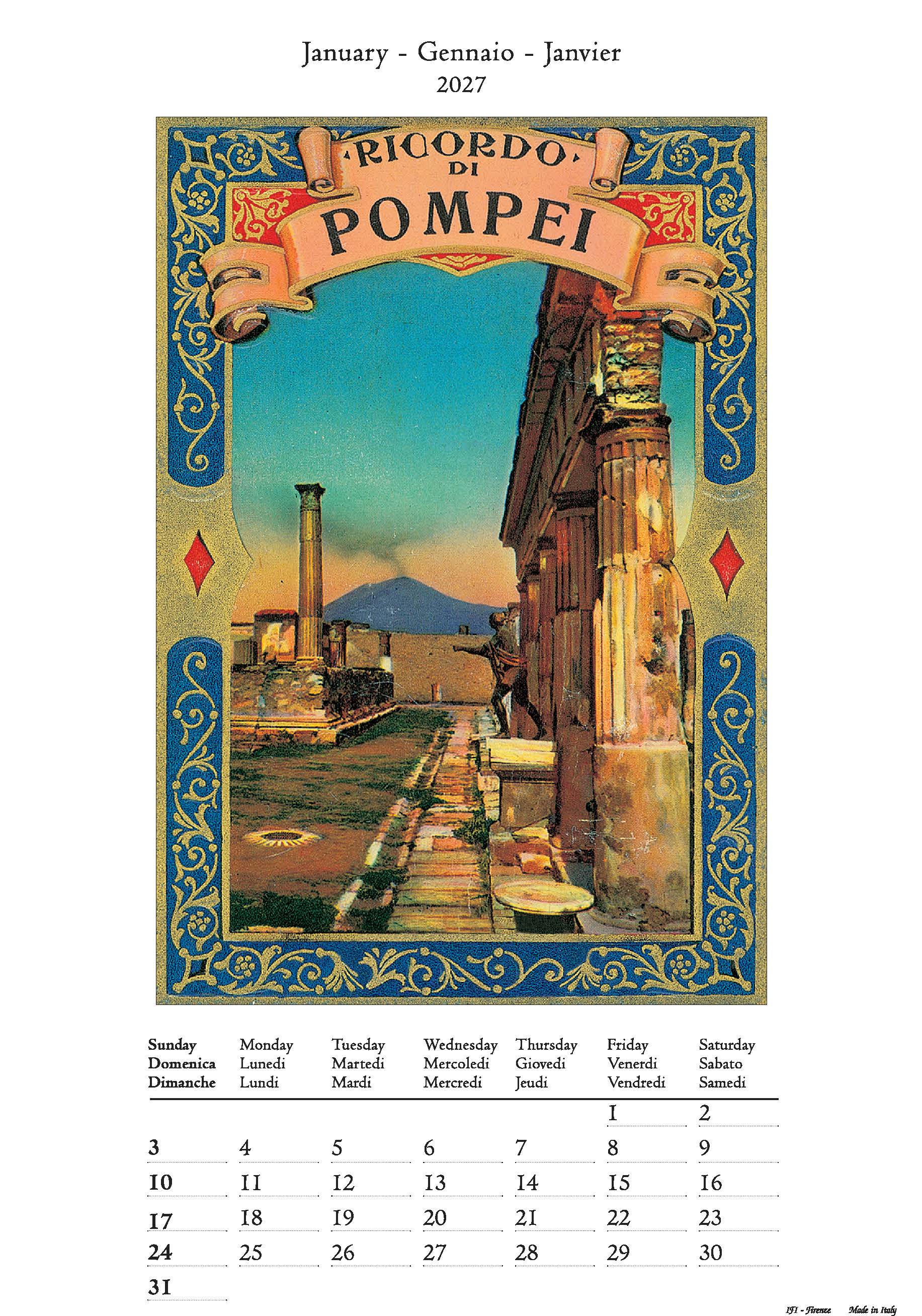2027 O Sole Mio - Deluxe Wall Calendar