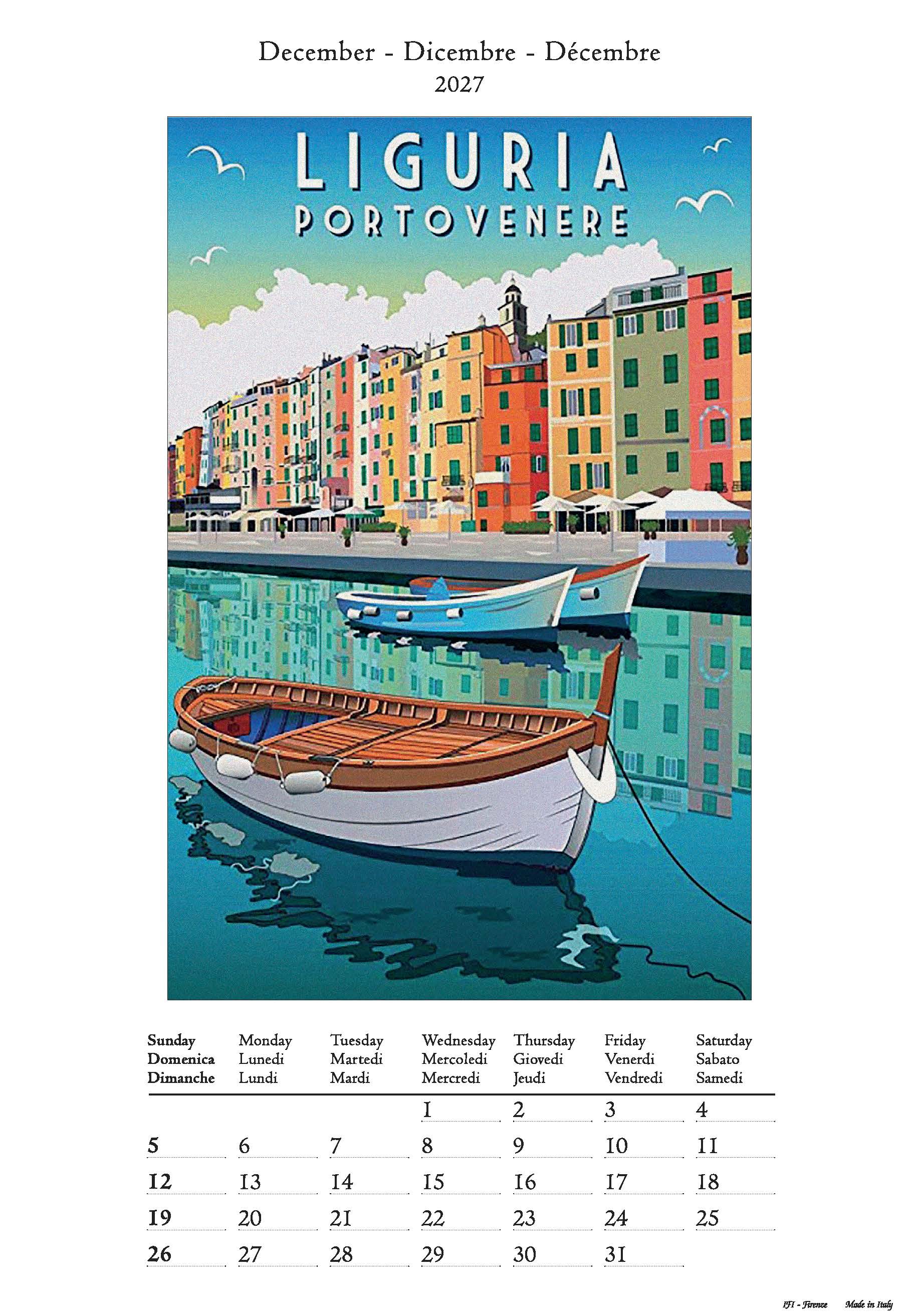 2027 Italian Riviera - Deluxe Wall Calendar
