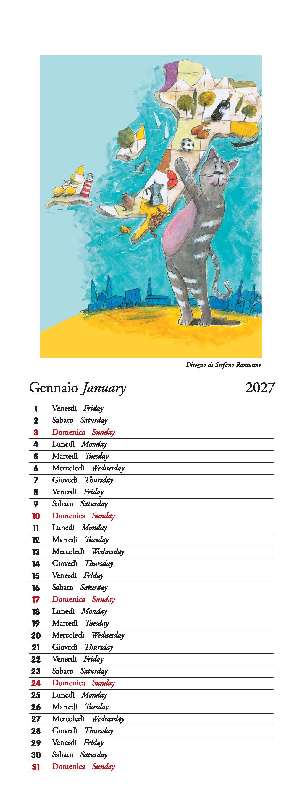 2027 Gatti - Slim Wall Calendar