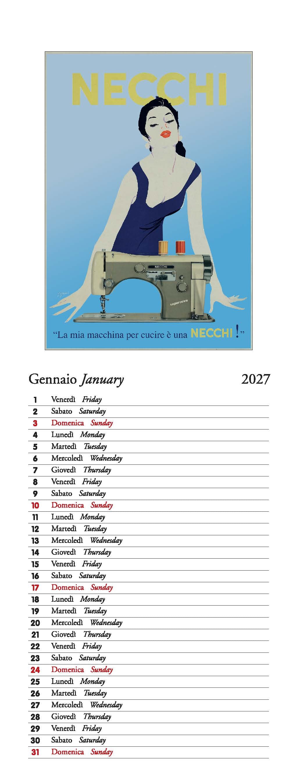 2027 Made in Italy - Slim Wall Calendar