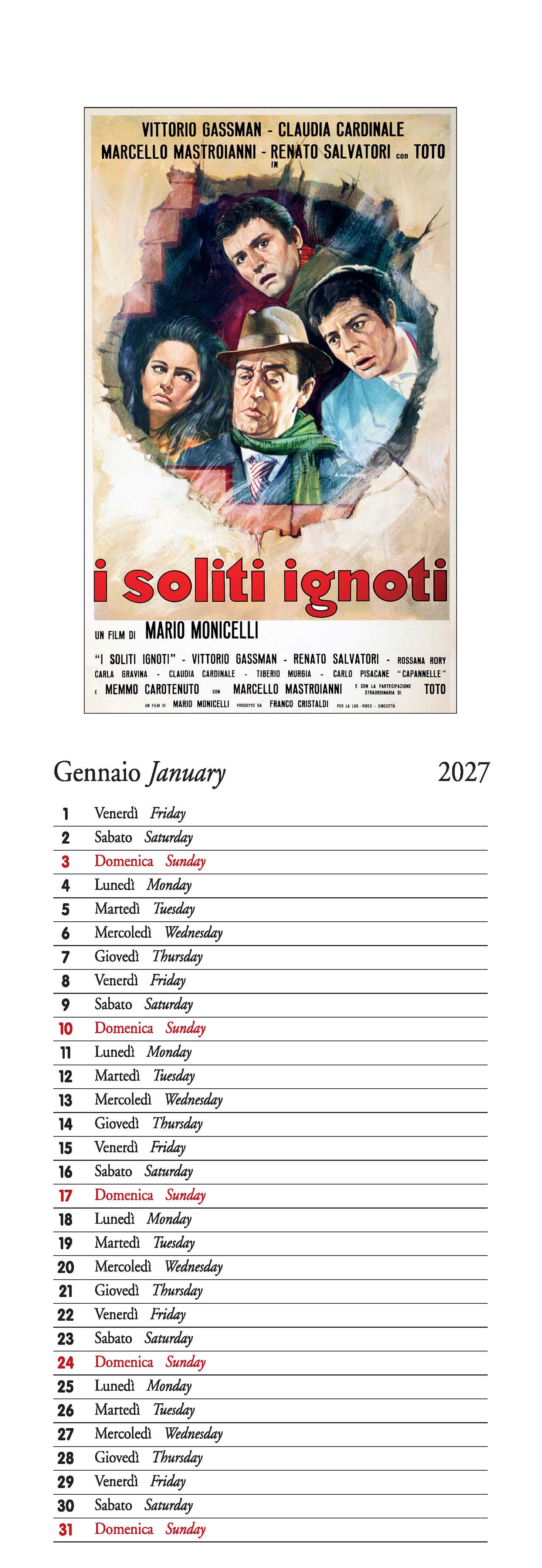 2027 Cinema Italiano - Slim Wall Calendar