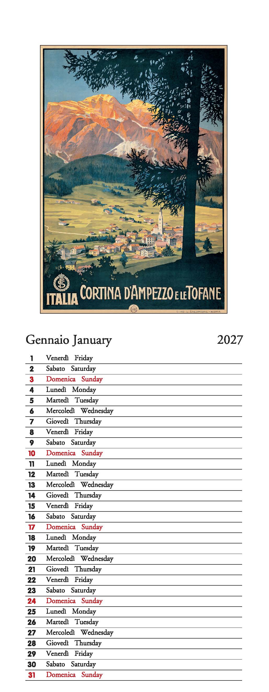 2027 Vacanze Italiane - Slim Wall Calendar