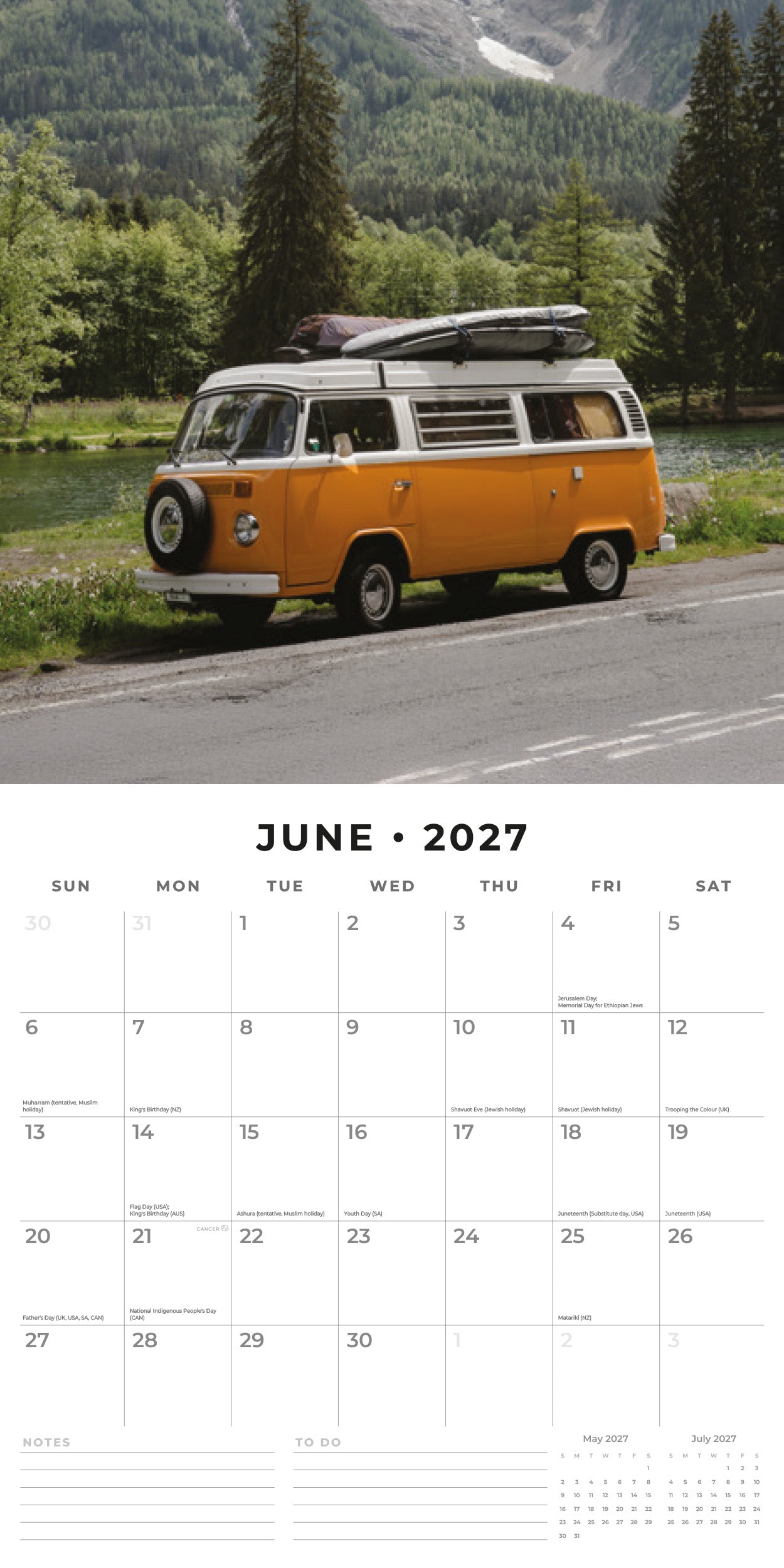 2027 Camper Vans - Square Wall Calendar