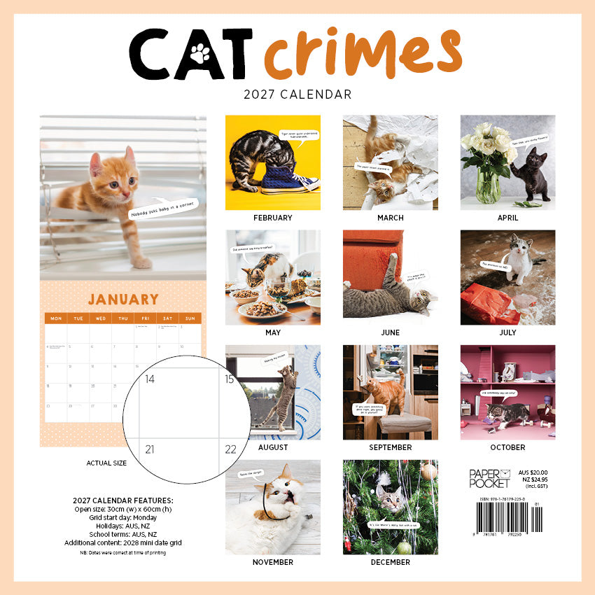 2027 Cat Crimes - Square Wall Calendar