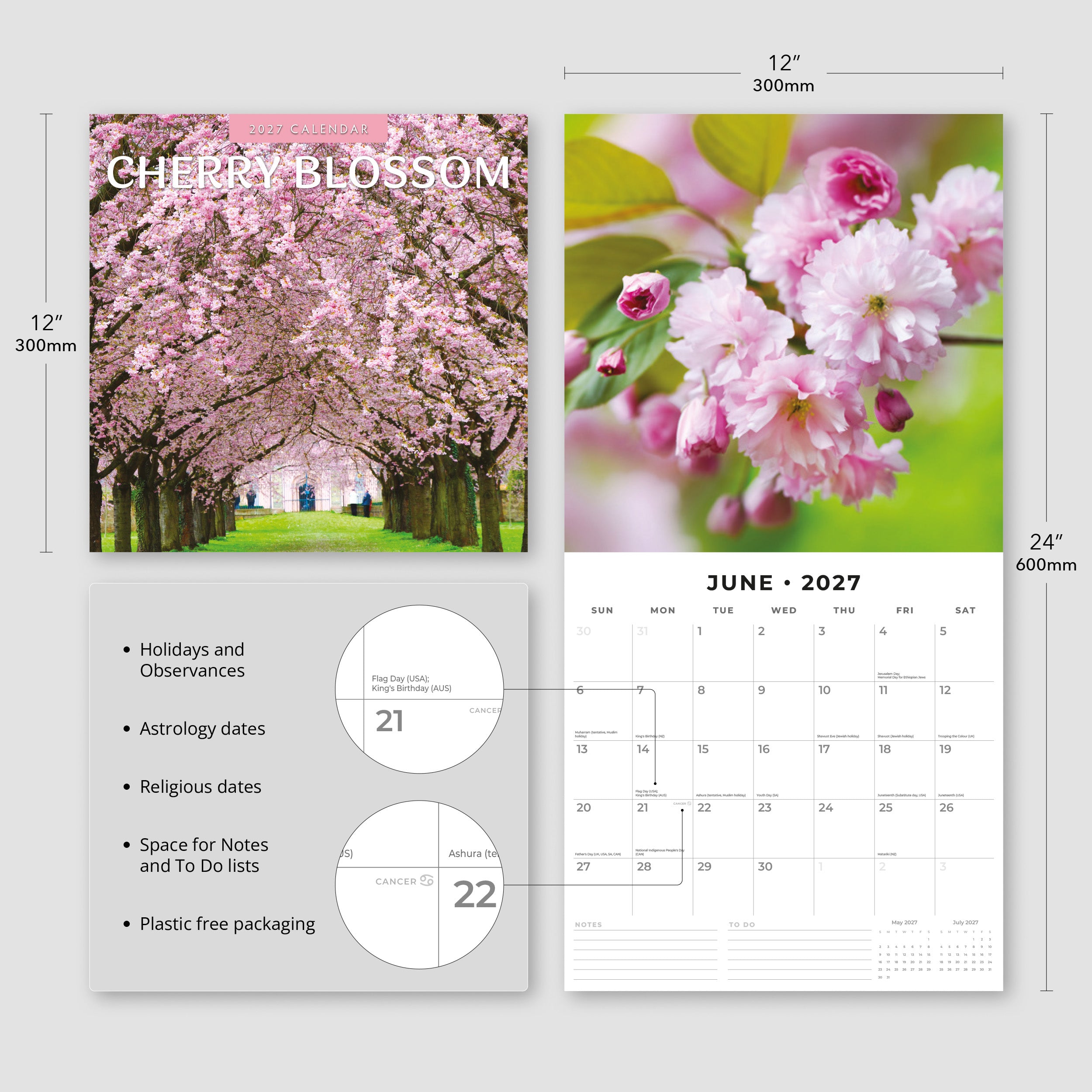 2027 Cherry Blossom - Square Wall Calendar