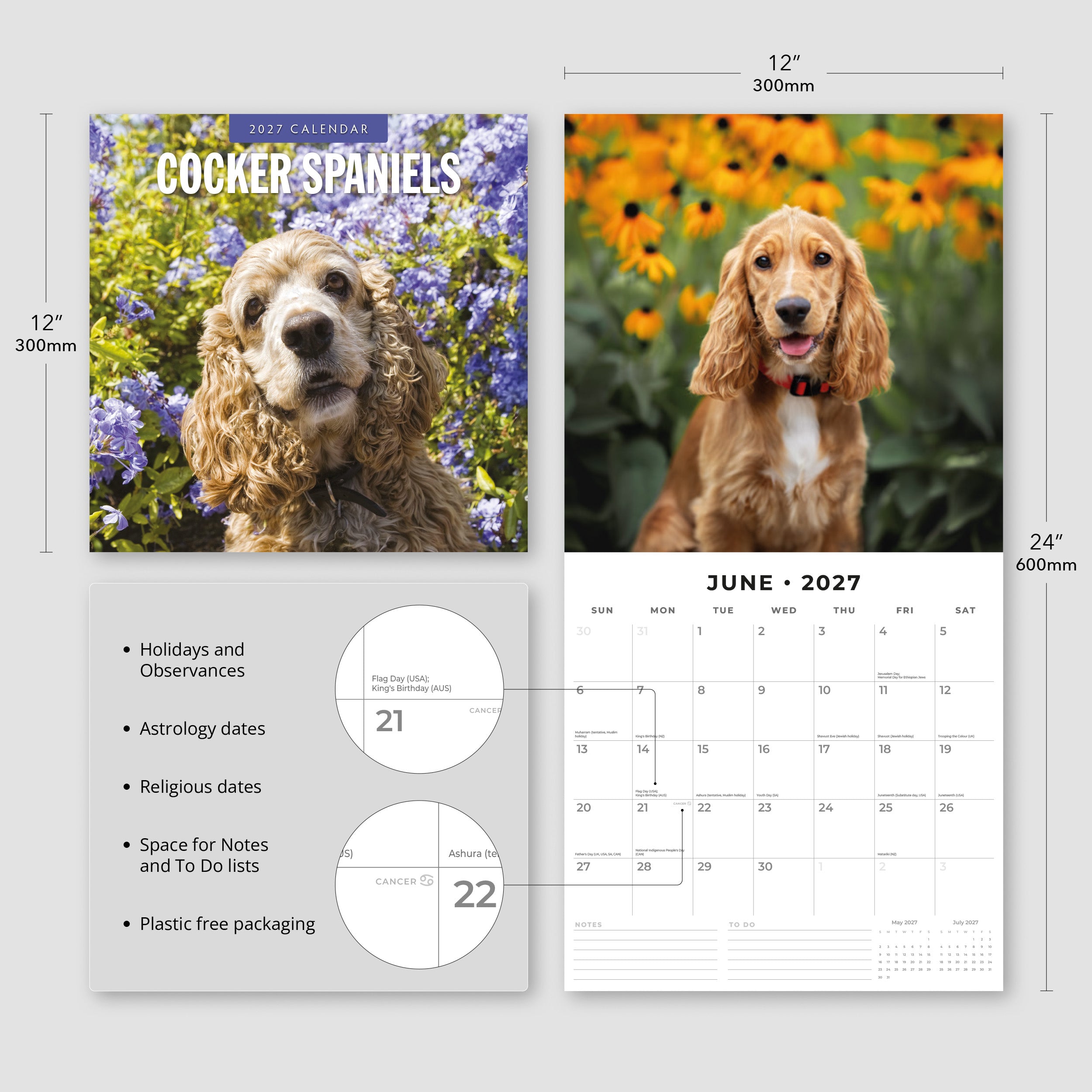 2027 Cocker Spaniels - Square Wall Calendar