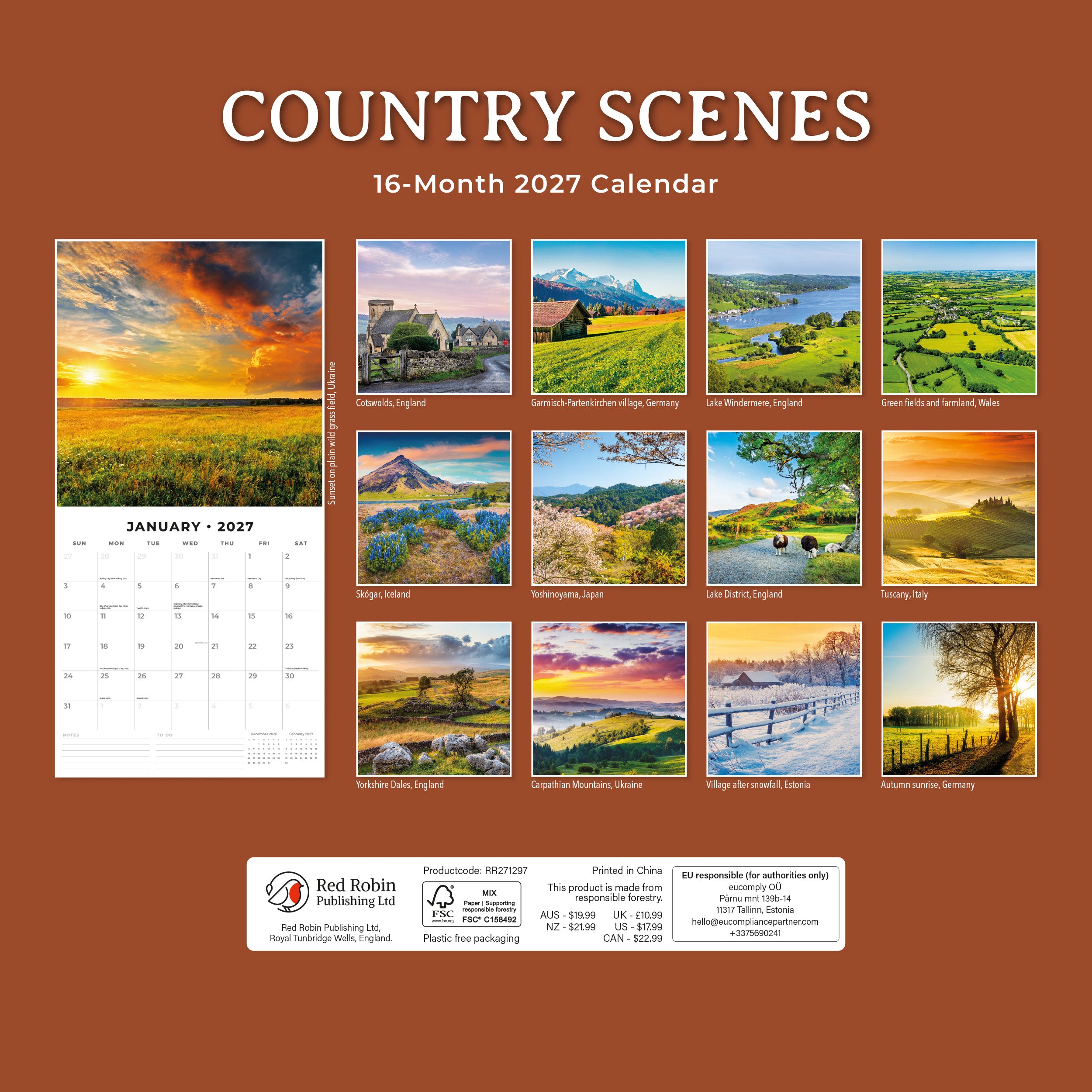 2027 Country Scenes - Square Wall Calendar
