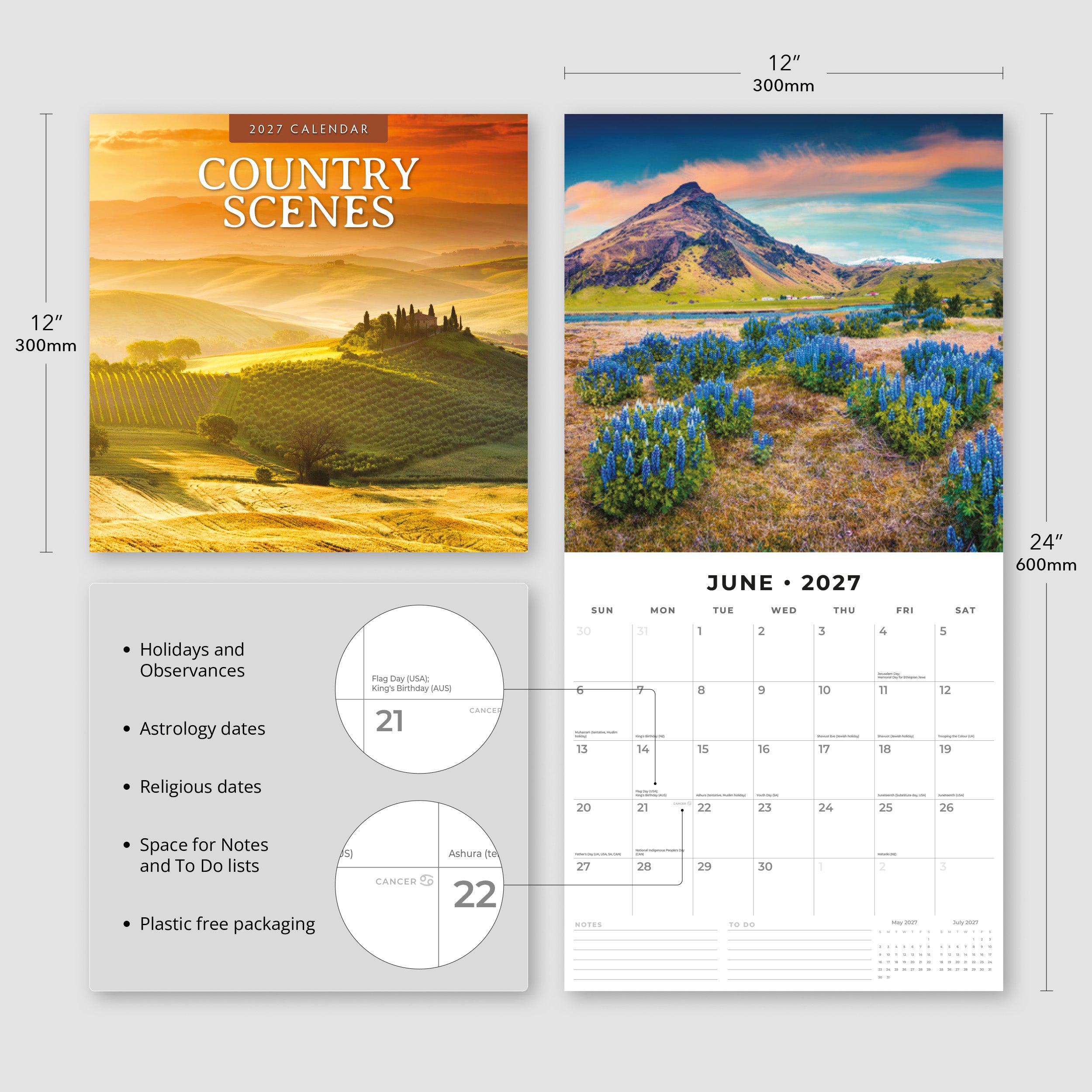 2027 Country Scenes - Square Wall Calendar