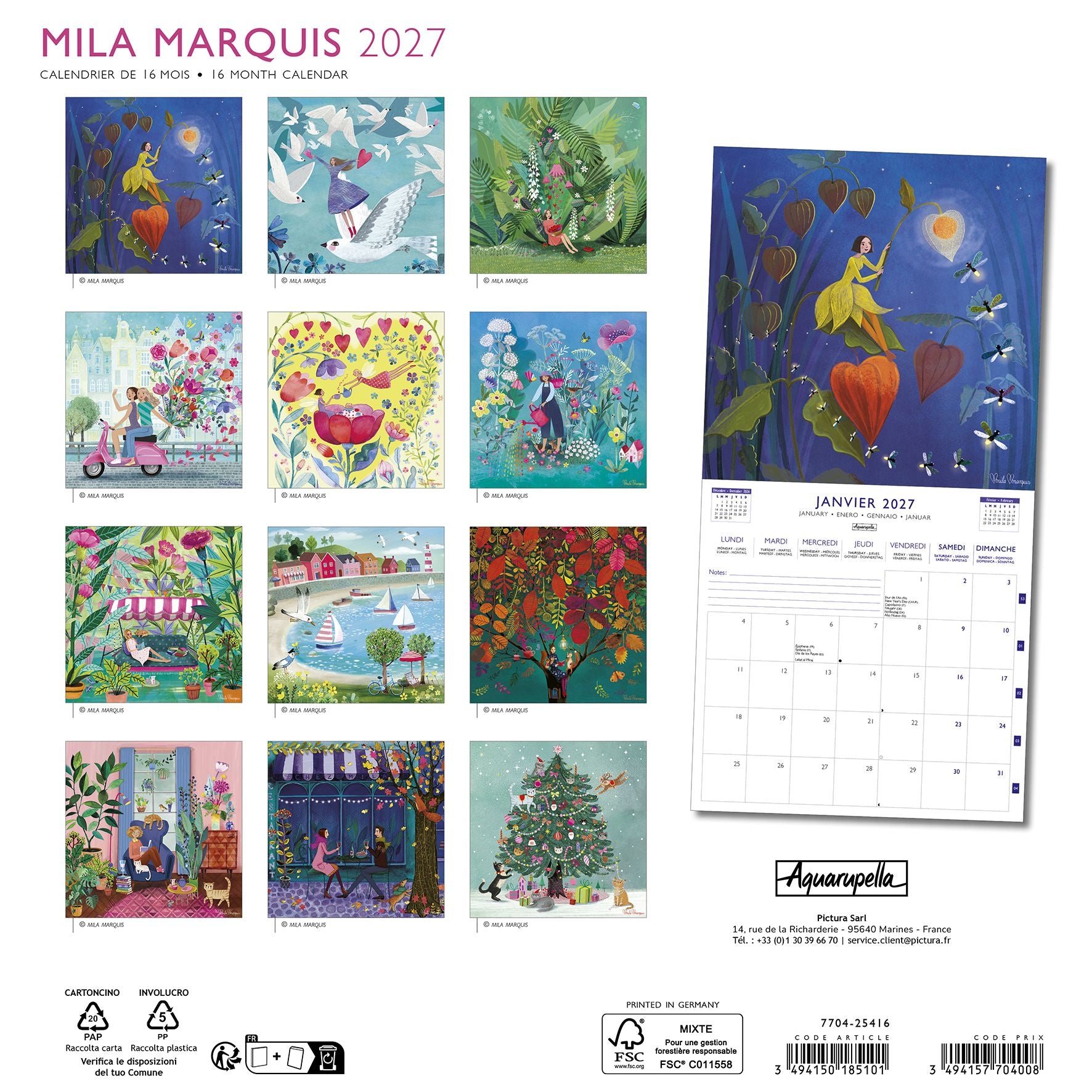 2027 Mila Marquis - Square Wall Calendar
