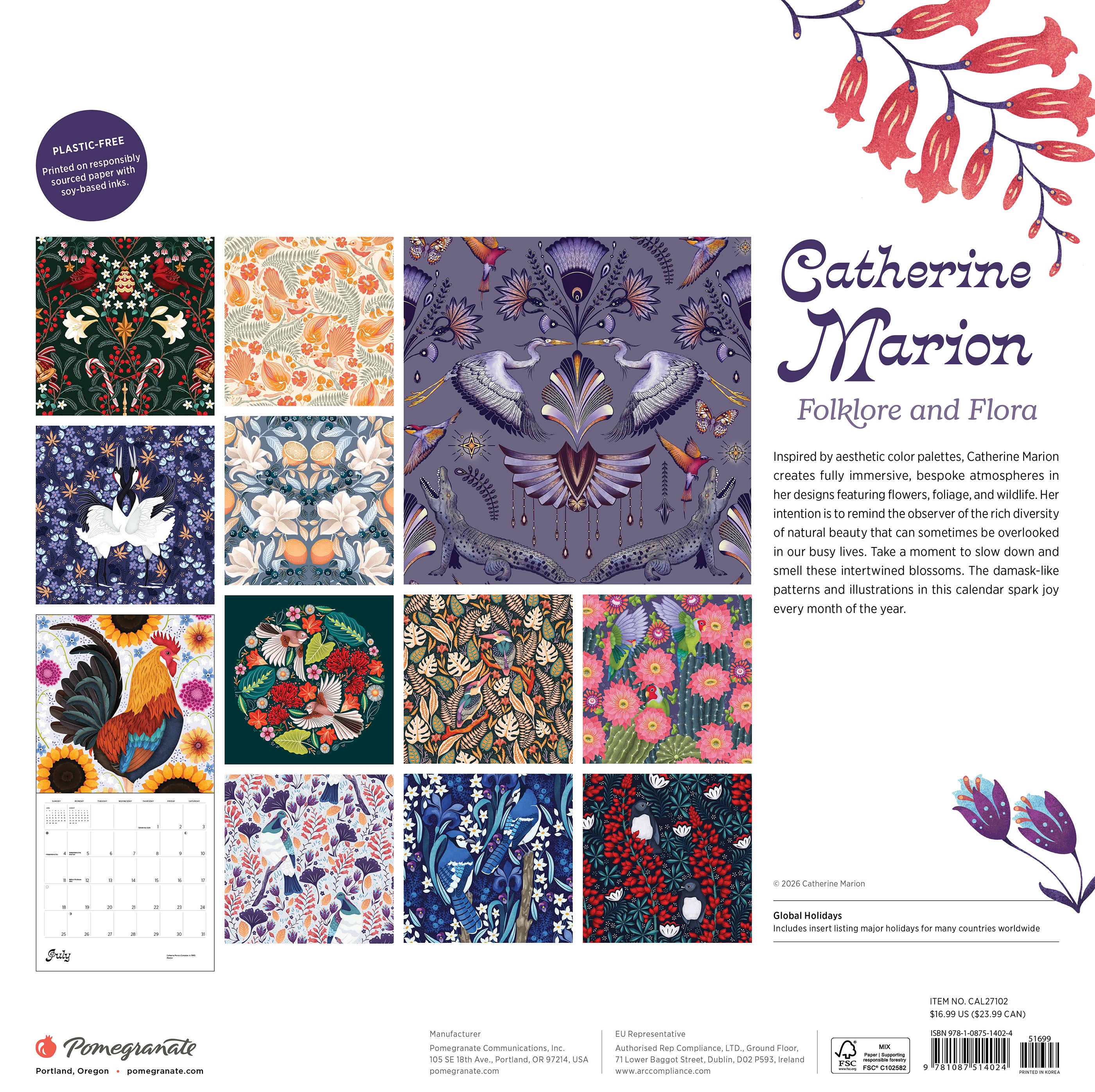 2027 Folklore and Flora - Square Wall Calendar